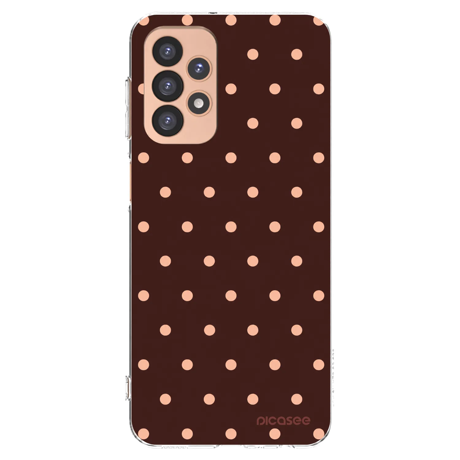Picasee silikónový prehľadný obal pre Samsung Galaxy A23 A236B 5G - Peach Dots & Chocolate