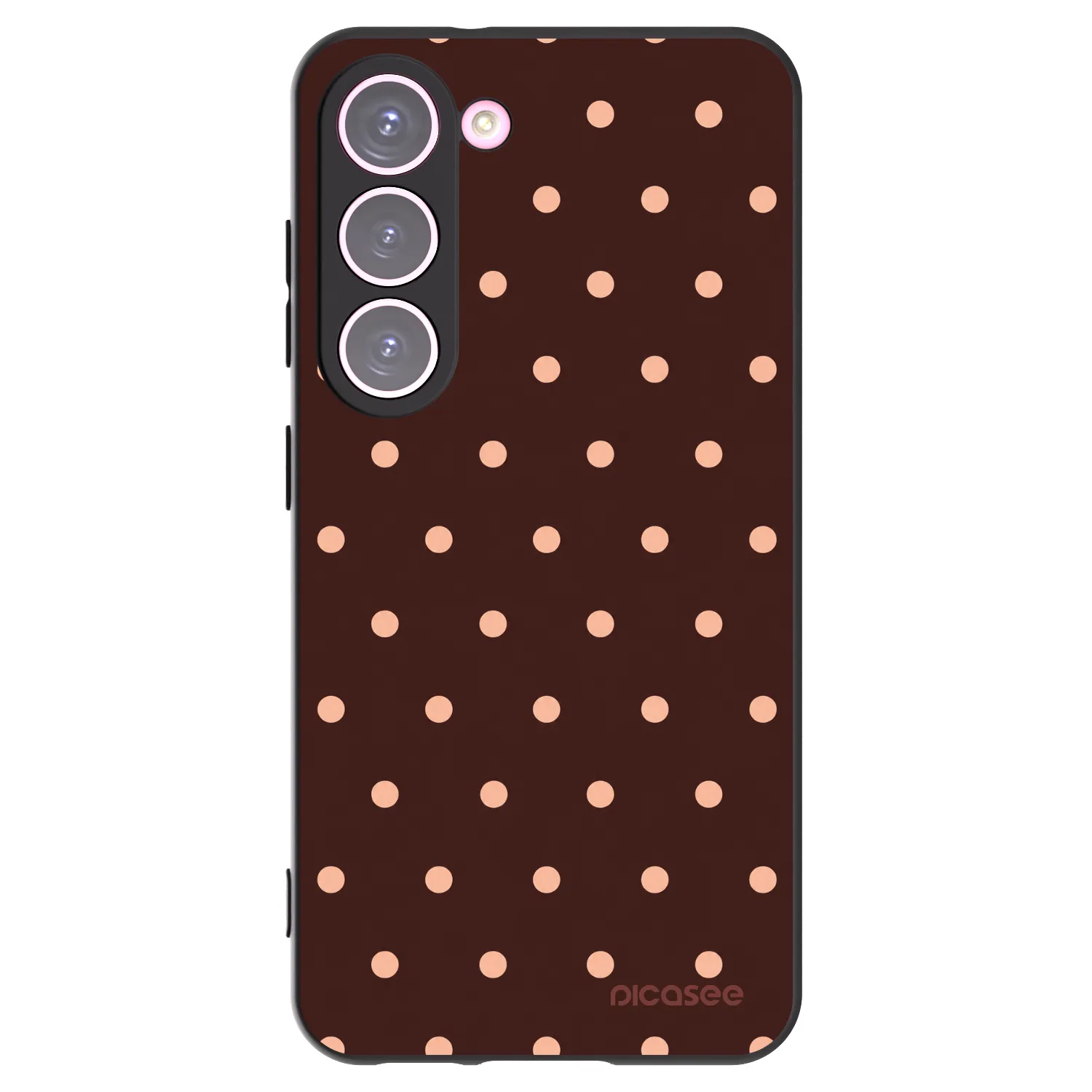 Picasee silikónový čierny obal pre Samsung Galaxy S23 5G - Peach Dots & Chocolate