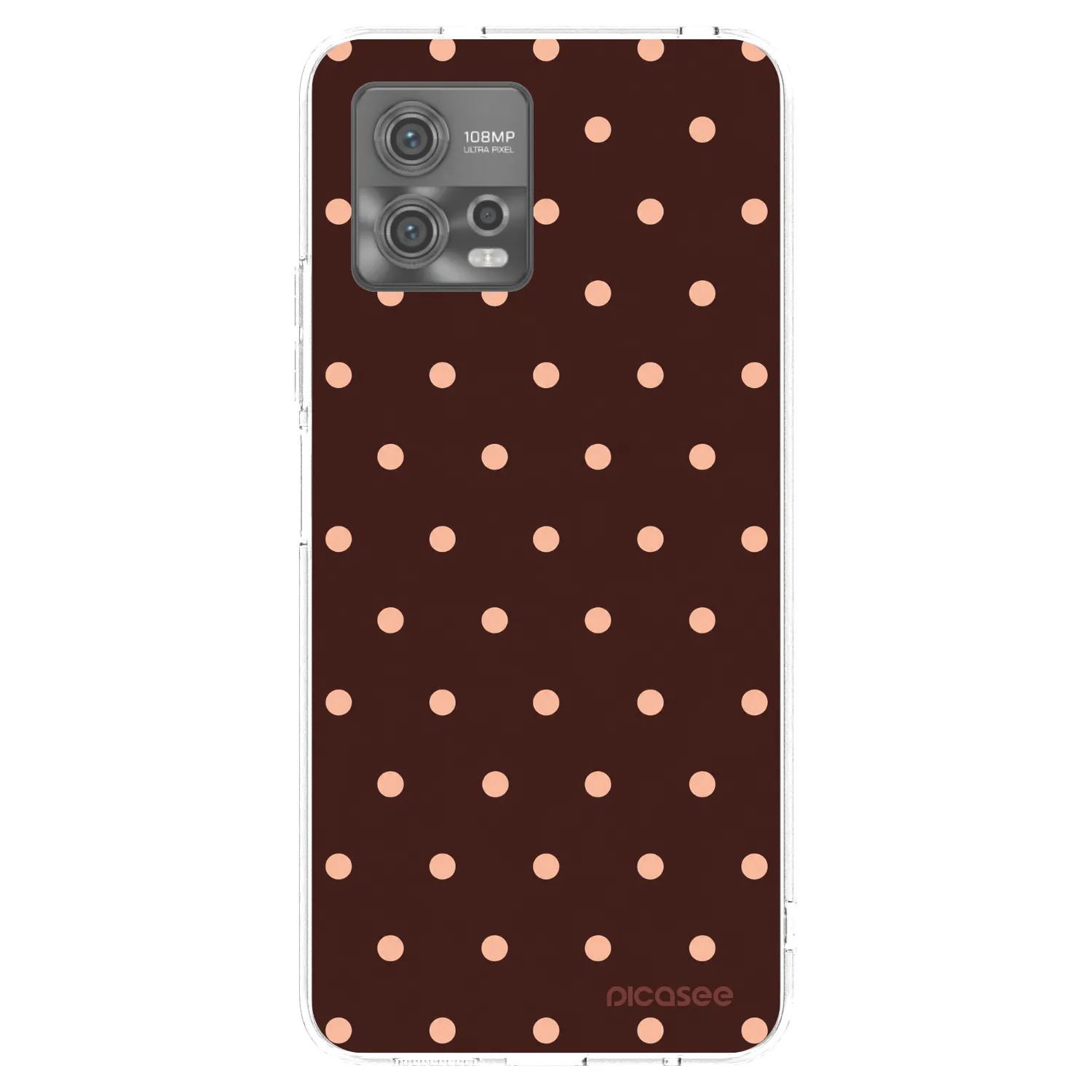 Picasee silikónový prehľadný obal pre Motorola Moto G72 - Peach Dots & Chocolate