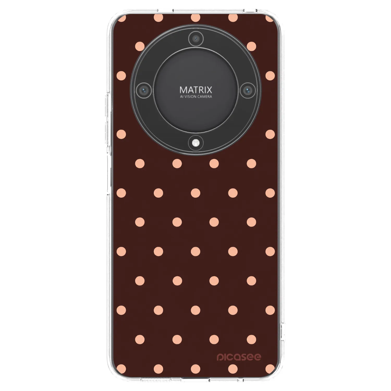 Picasee silikónový prehľadný obal pre Honor Magic5 Lite 5G - Peach Dots & Chocolate