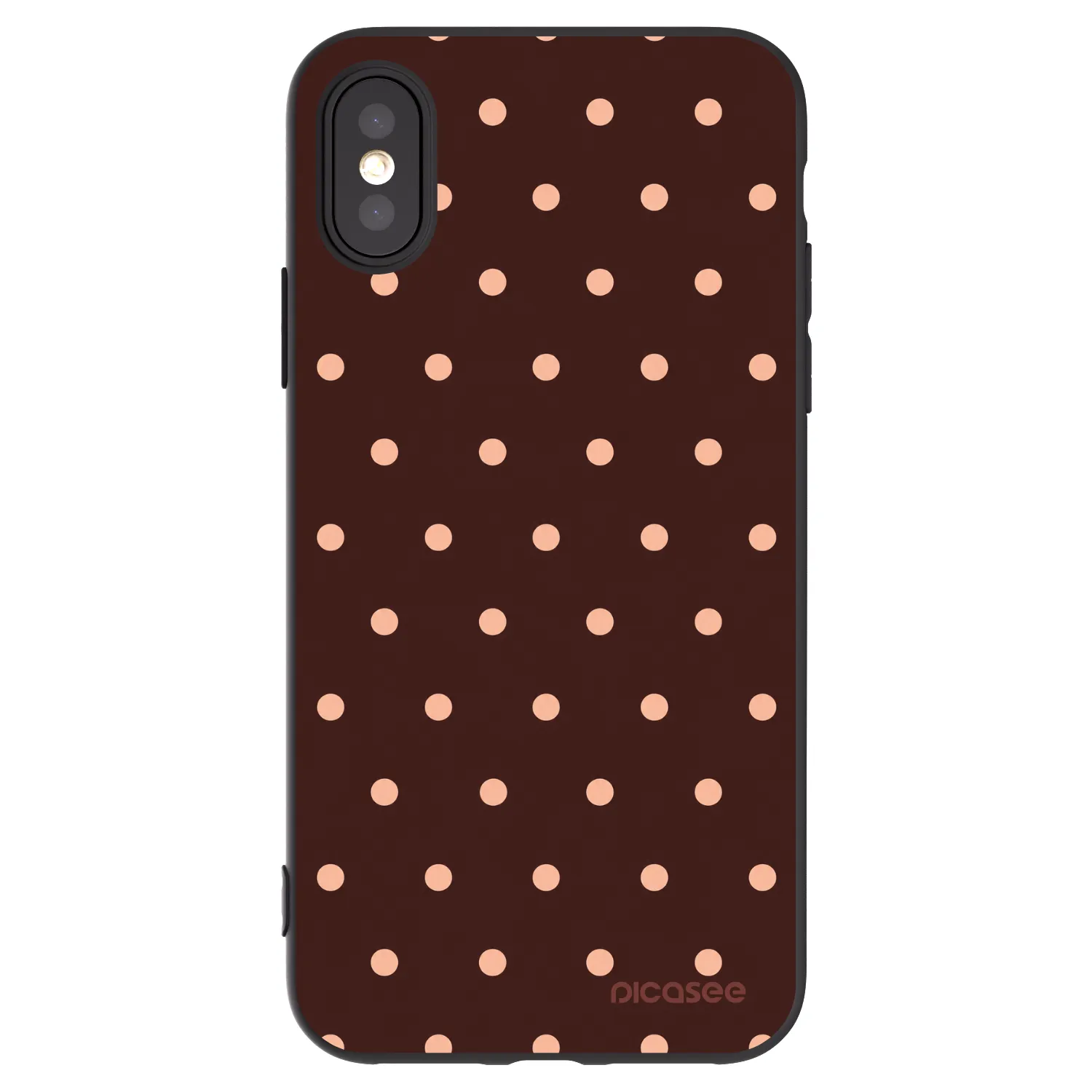 Picasee silikónový čierny obal pre Apple iPhone X/XS - Peach Dots & Chocolate