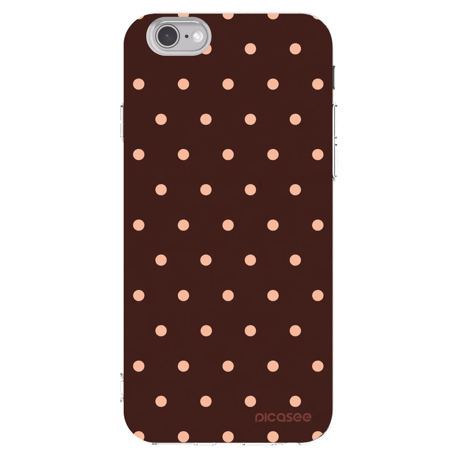 Picasee silikónový prehľadný obal pre Apple iPhone 6/6S - Peach Dots & Chocolate