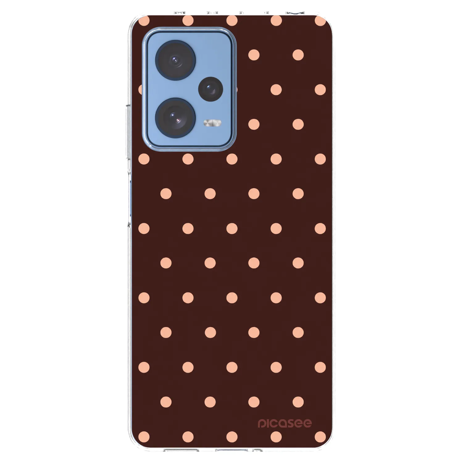 Picasee silikónový prehľadný obal pre Xiaomi Redmi Note 12 Pro 5G - Peach Dots & Chocolate