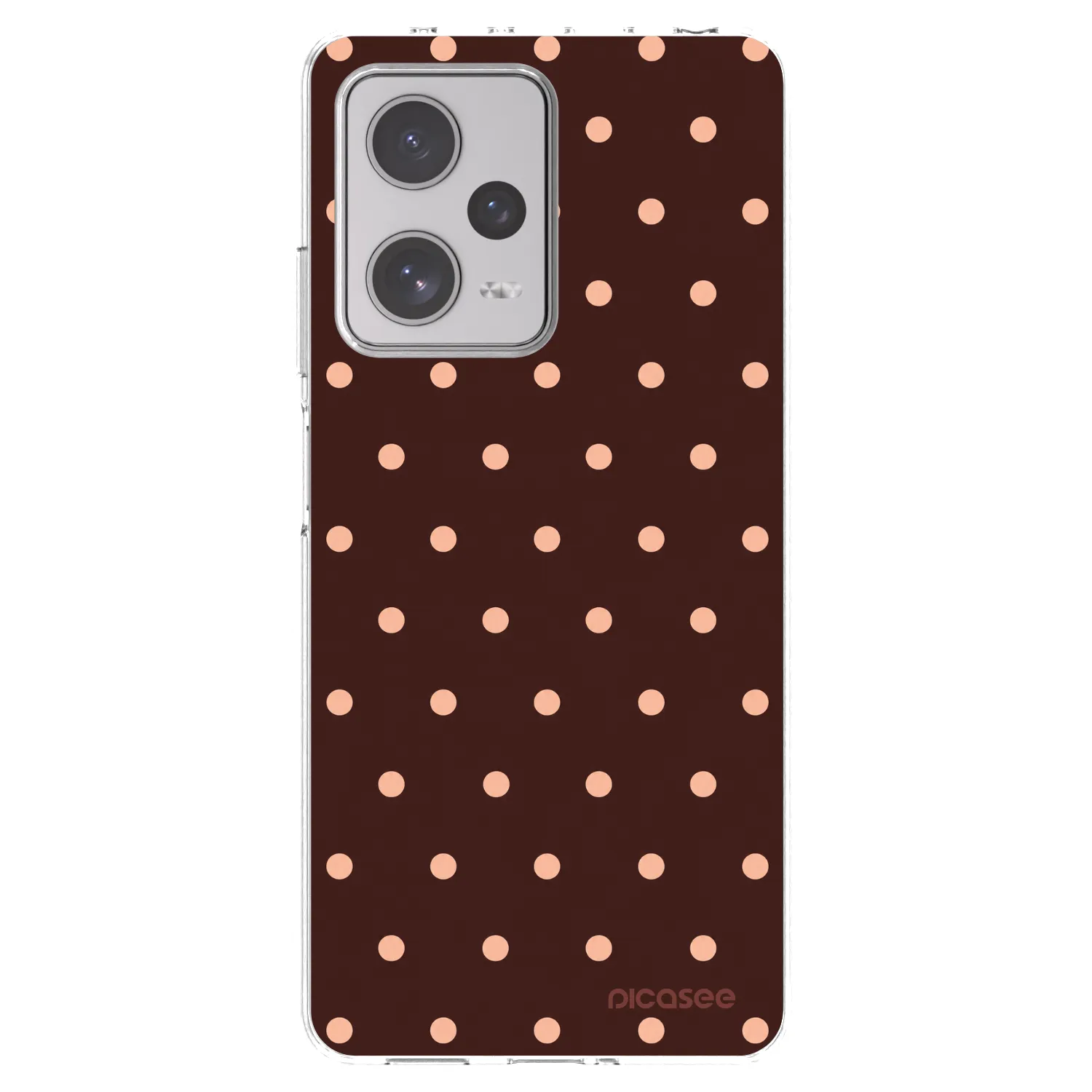 Picasee silikónový prehľadný obal pre Xiaomi Redmi Note 12 Pro+ 5G - Peach Dots & Chocolate