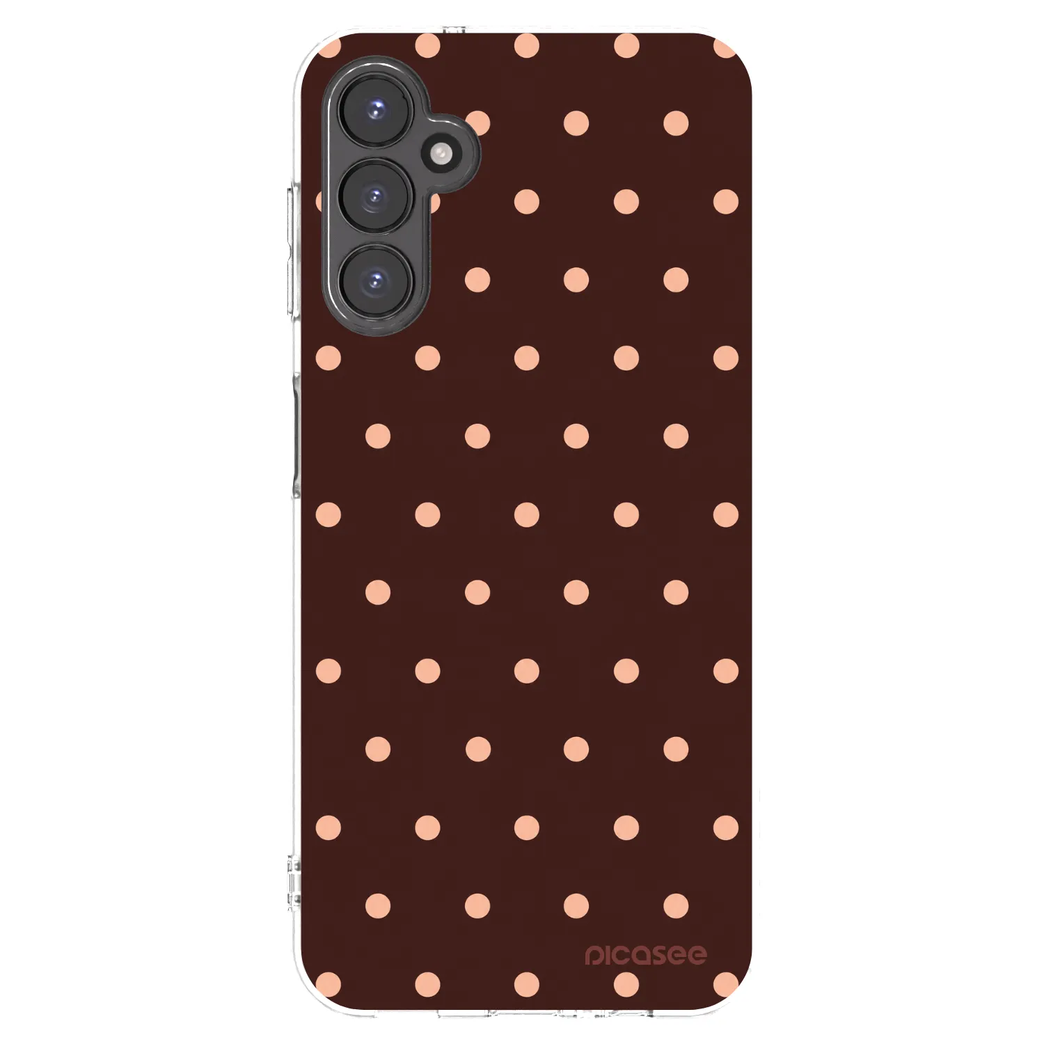 Picasee silikónový prehľadný obal pre Samsung Galaxy A14 4G A145R - Peach Dots & Chocolate