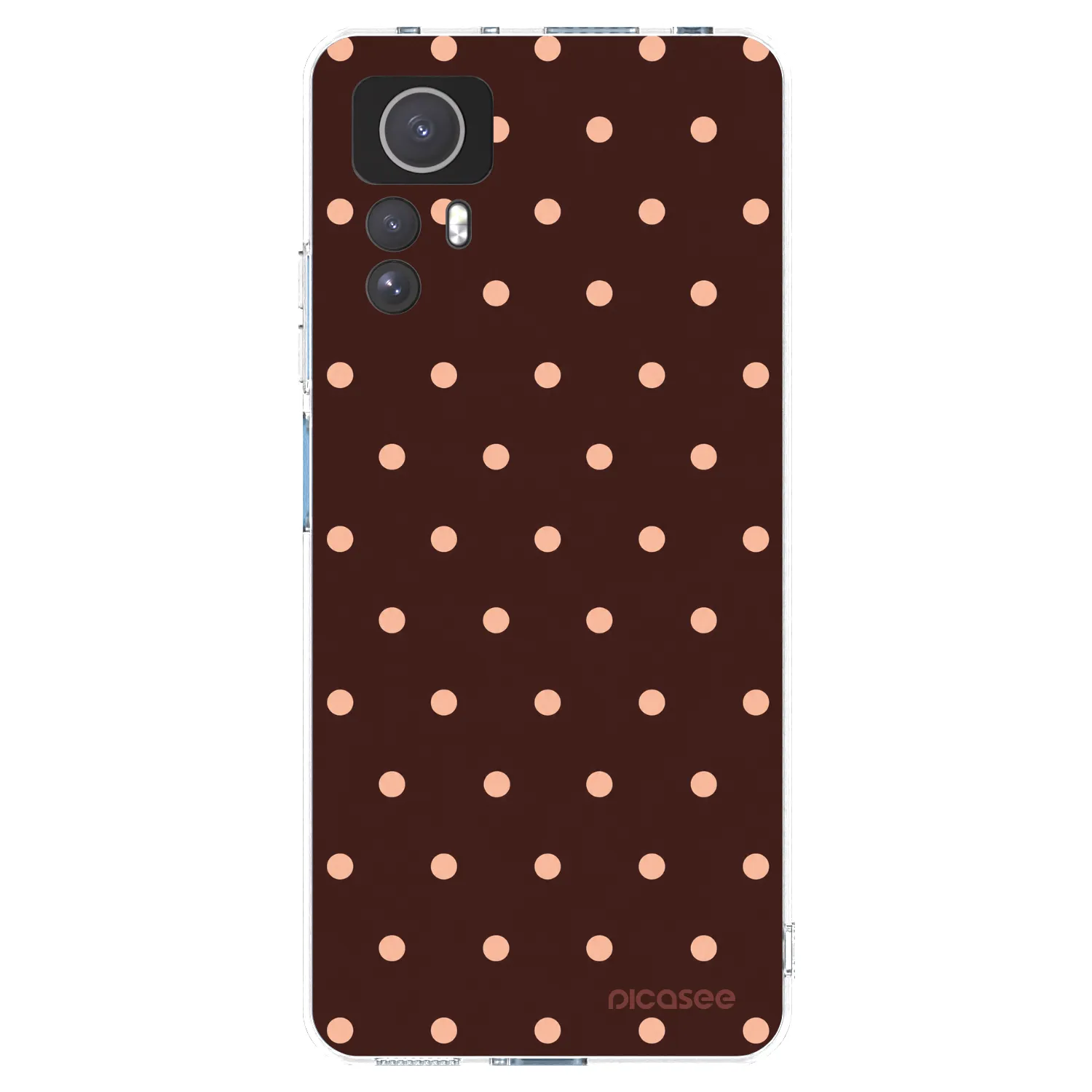 Picasee silikónový prehľadný obal pre Xiaomi Redmi Note 12S - Peach Dots & Chocolate