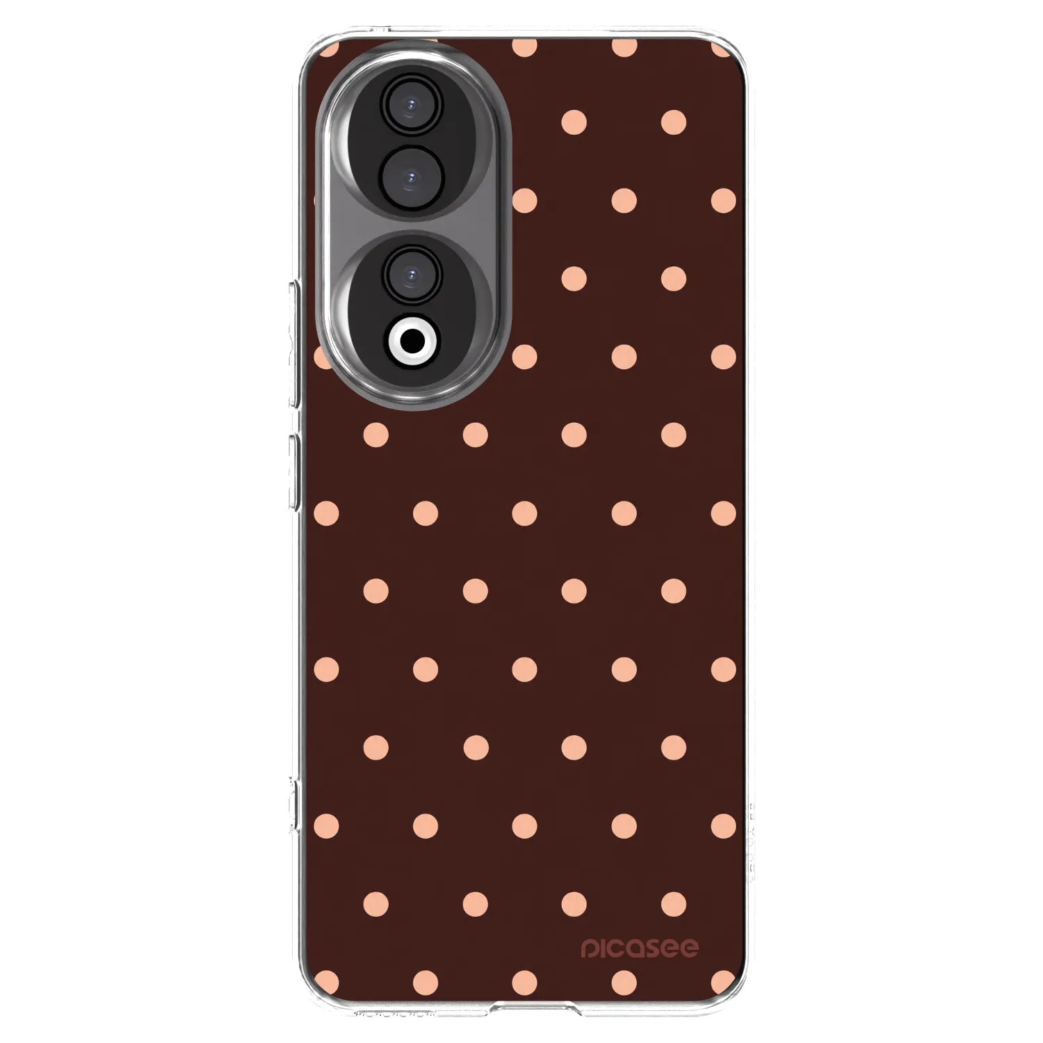 Picasee silikónový prehľadný obal pre Honor 90 5G - Peach Dots & Chocolate