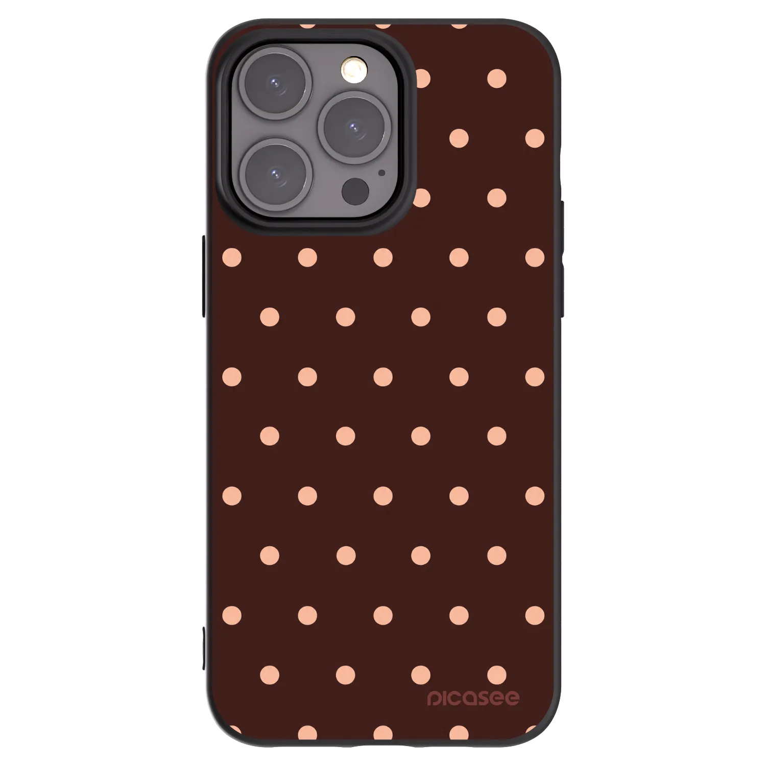 Picasee silikónový čierny obal pre Apple iPhone 15 Pro Max - Peach Dots & Chocolate