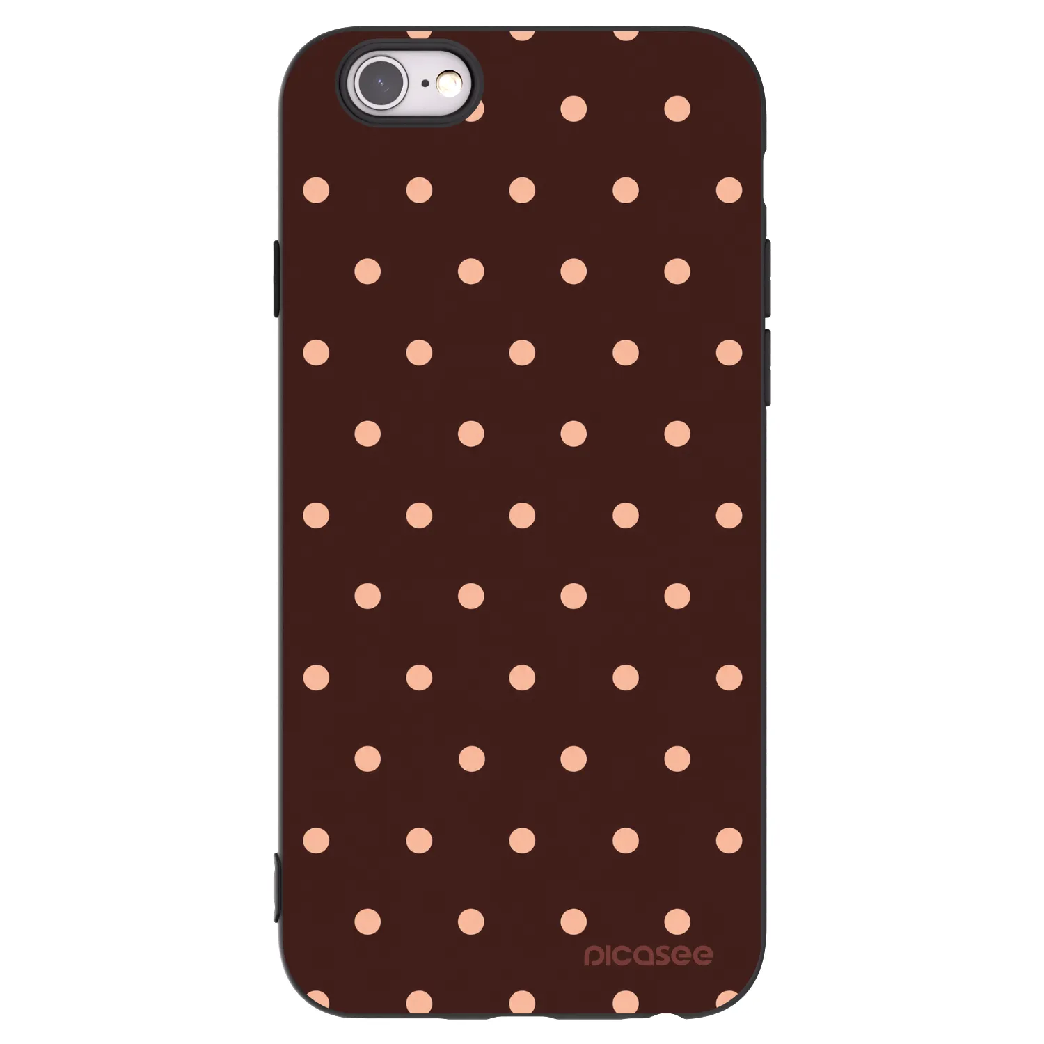 Picasee silikónový čierny obal pre Apple iPhone 6/6S - Peach Dots & Chocolate