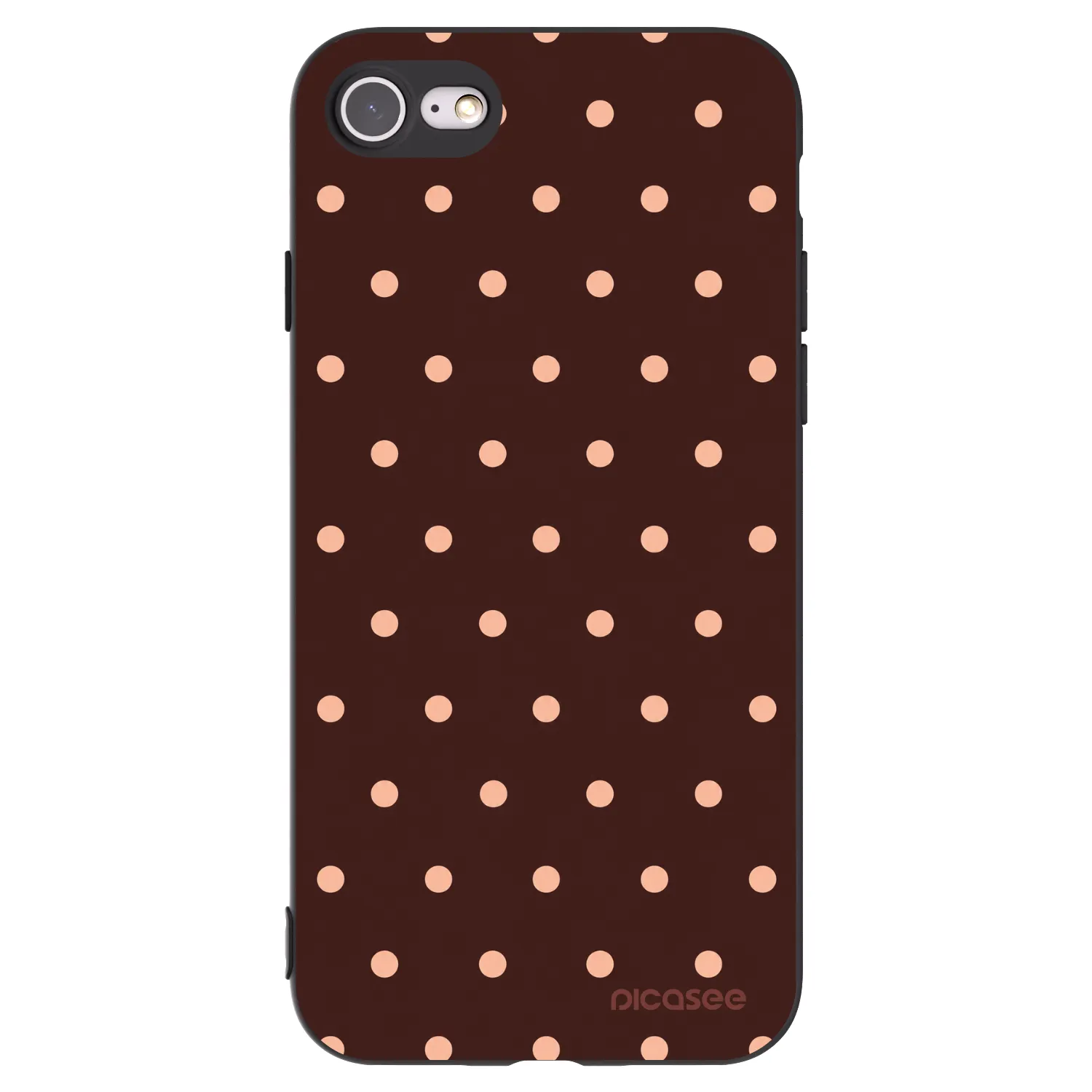 Picasee silikónový čierny obal pre Apple iPhone 7 - Peach Dots & Chocolate