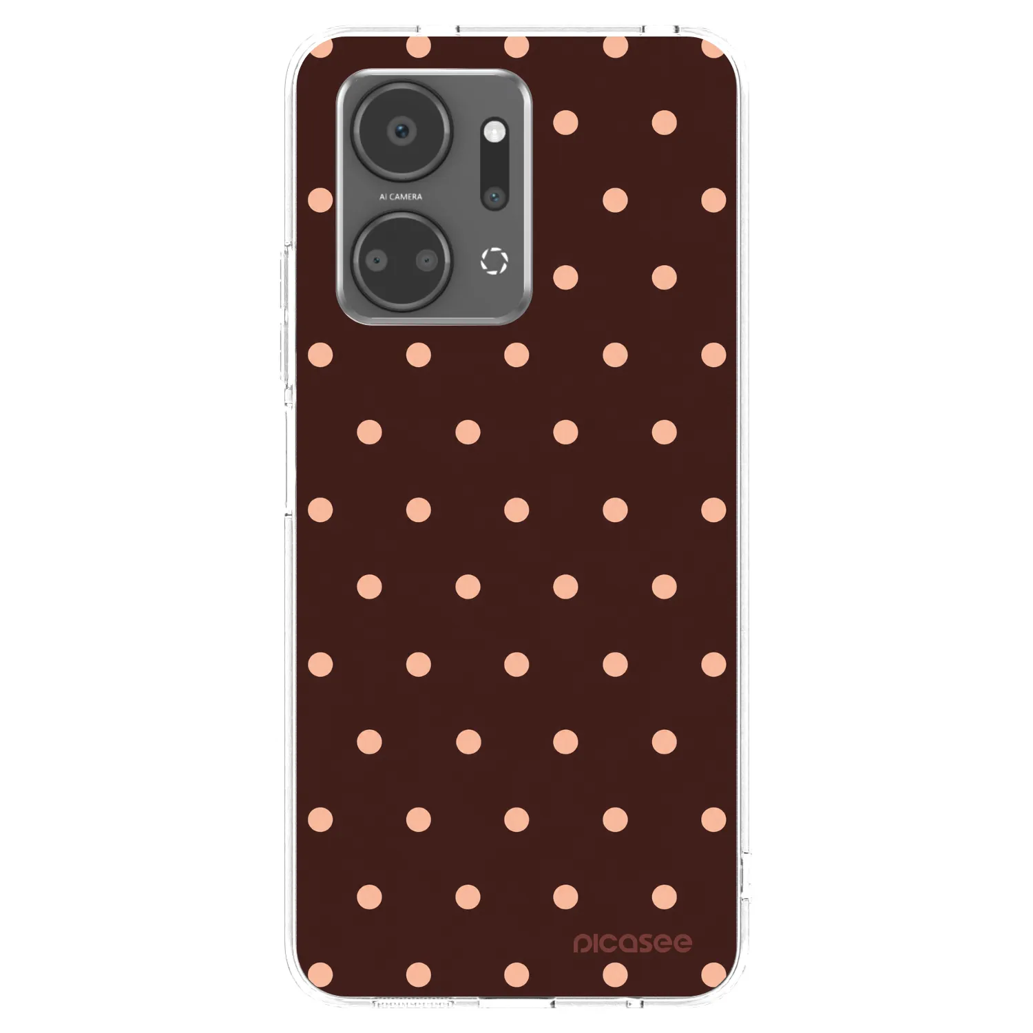 Picasee silikónový prehľadný obal pre Honor X7a - Peach Dots & Chocolate