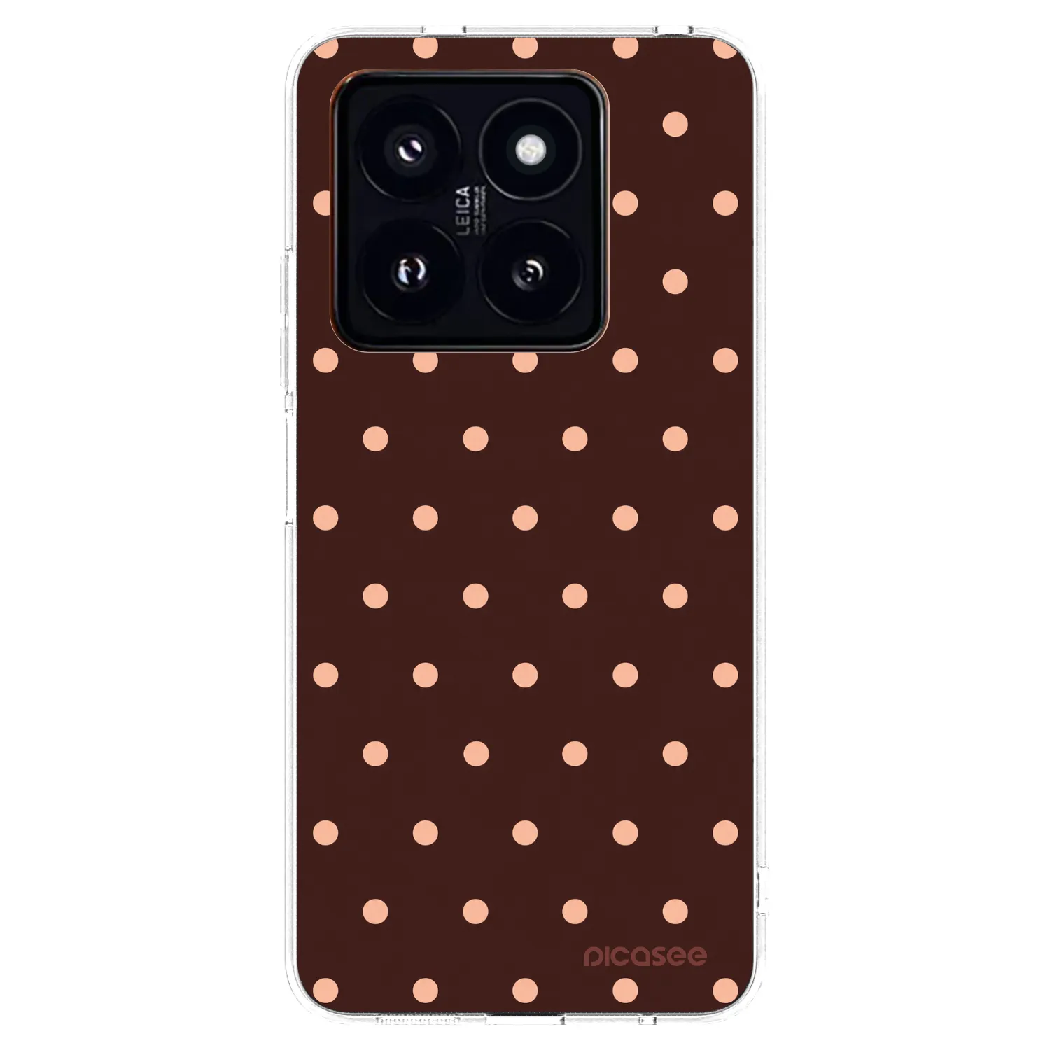 Picasee silikónový prehľadný obal pre Xiaomi 14 Pro - Peach Dots & Chocolate