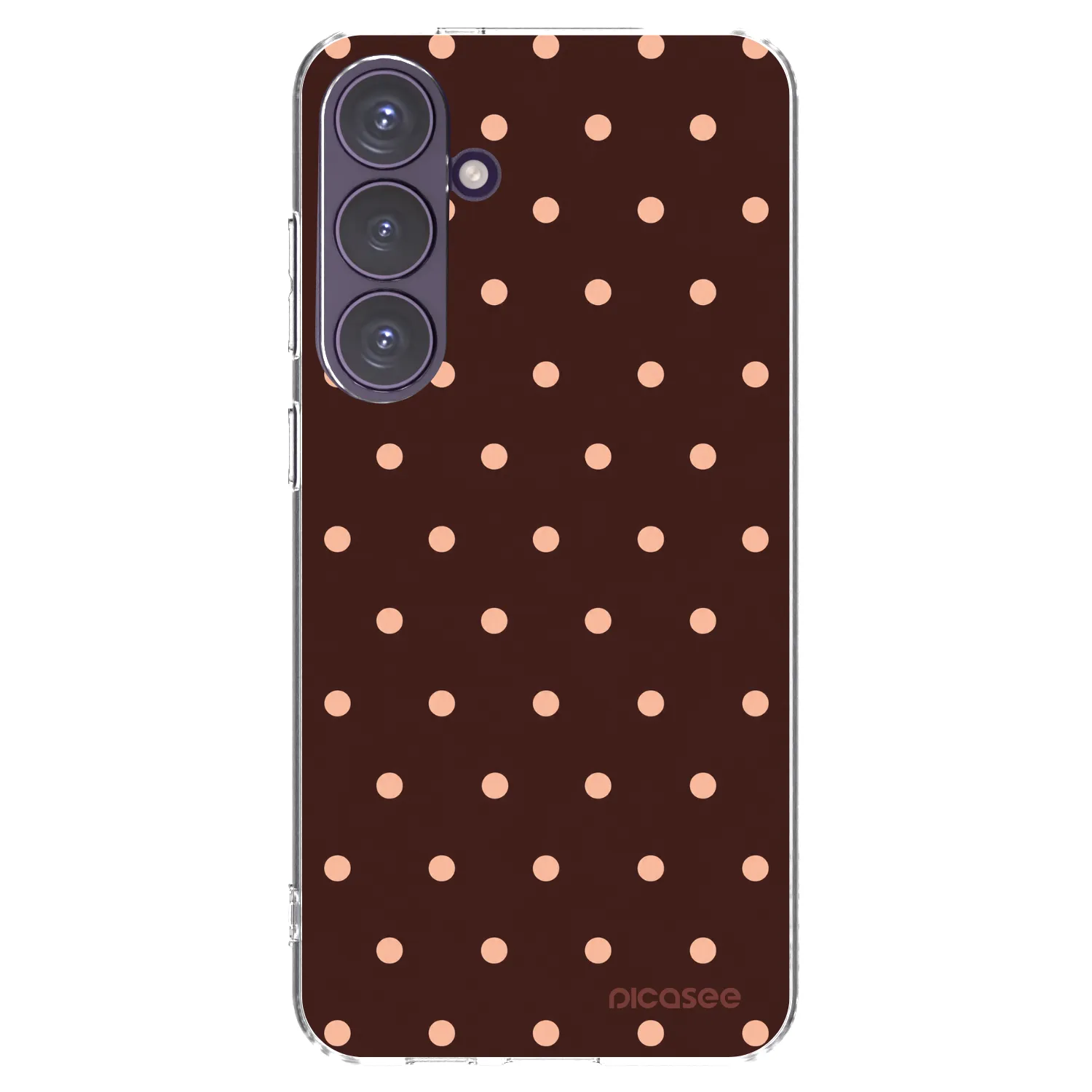 Picasee silikónový prehľadný obal pre Samsung Galaxy S24+ S926B 5G - Peach Dots & Chocolate