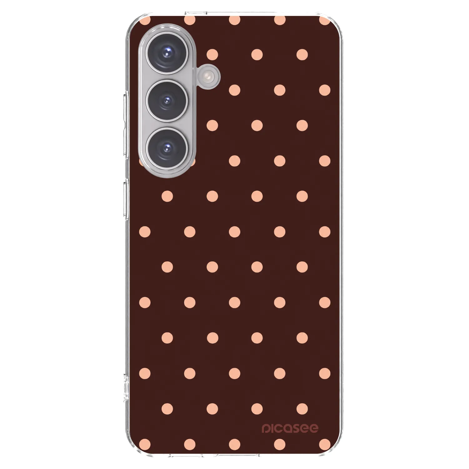 Picasee silikónový prehľadný obal pre Samsung Galaxy S24 S921B 5G - Peach Dots & Chocolate