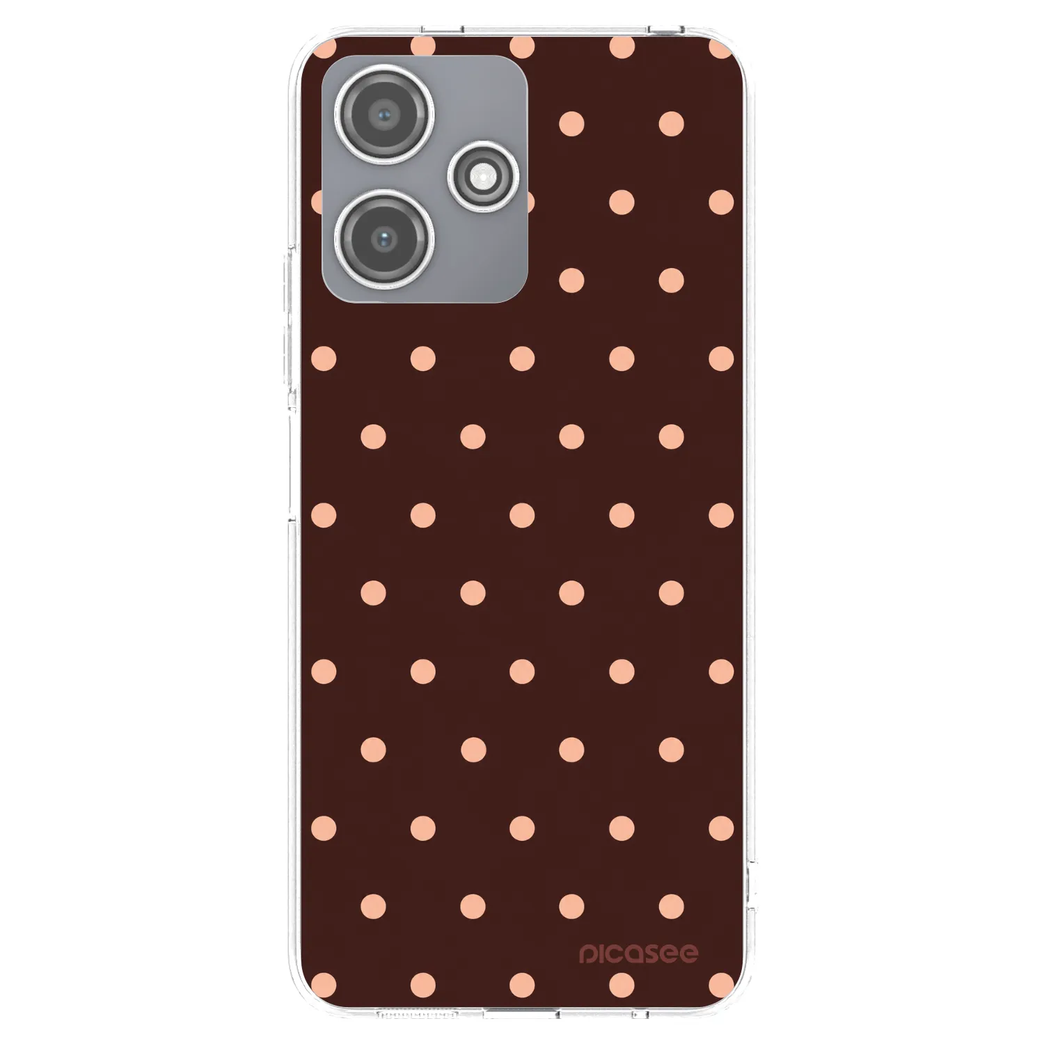 Picasee silikónový prehľadný obal pre Xiaomi Redmi 12 5G - Peach Dots & Chocolate
