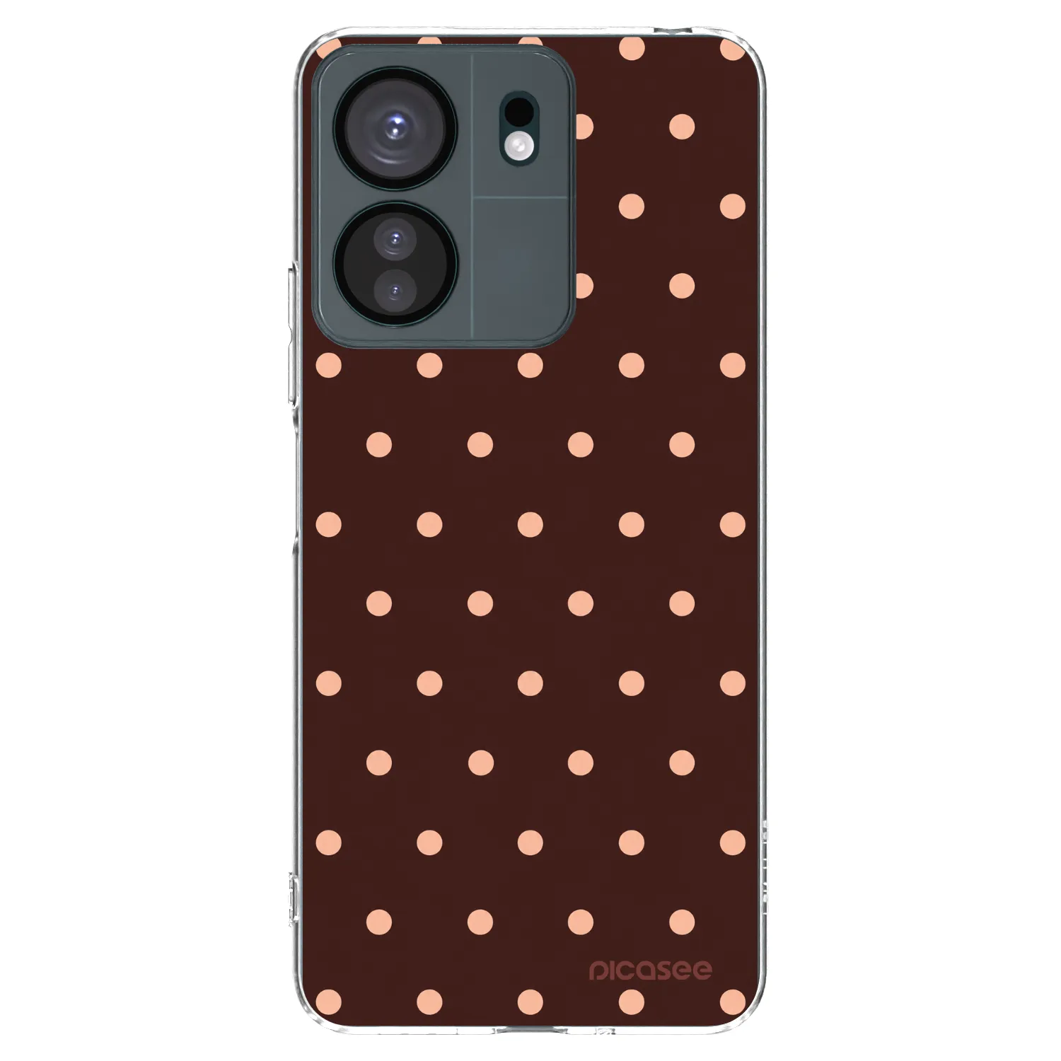 Picasee silikónový prehľadný obal pre Xiaomi Redmi 13C 4G - Peach Dots & Chocolate