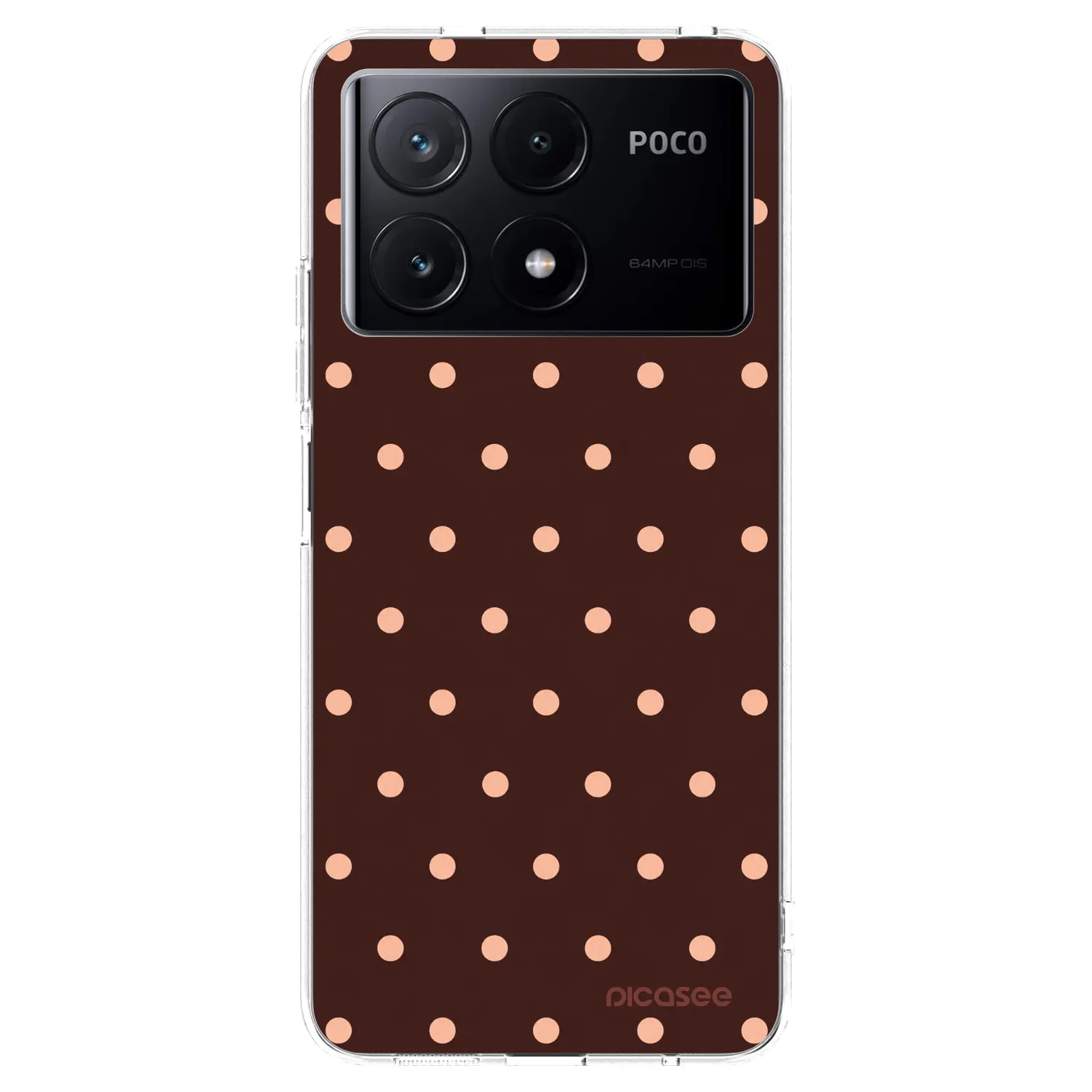 Picasee silikónový prehľadný obal pre Xiaomi Poco X6 Pro - Peach Dots & Chocolate