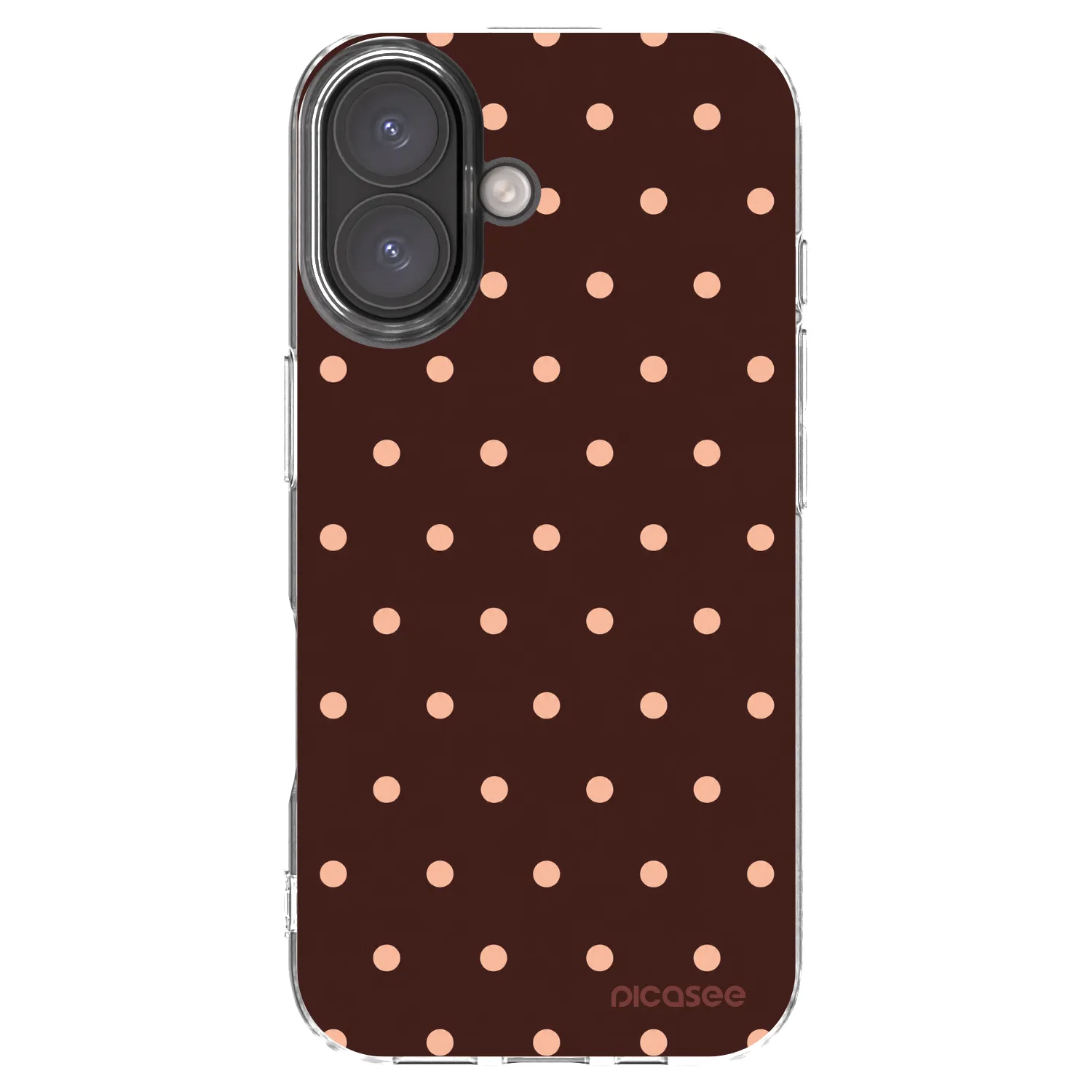 Picasee silikónový prehľadný obal pre Apple iPhone 16 - Peach Dots & Chocolate