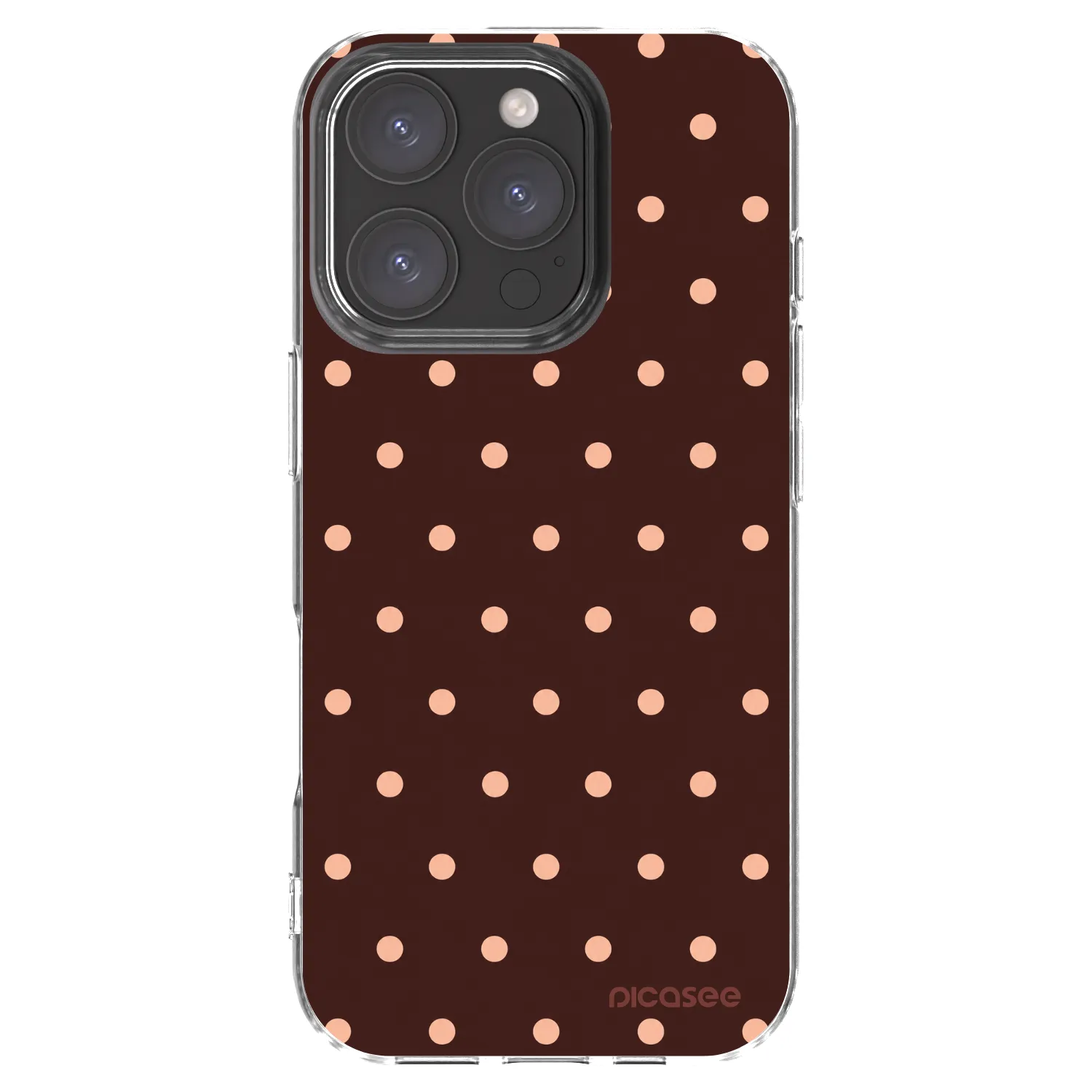 Picasee silikónový prehľadný obal pre Apple iPhone 16 Pro - Peach Dots & Chocolate
