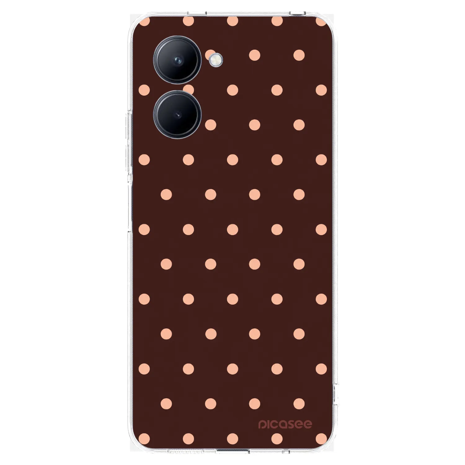 Picasee silikónový prehľadný obal pre Realme C33 (2023) - Peach Dots & Chocolate