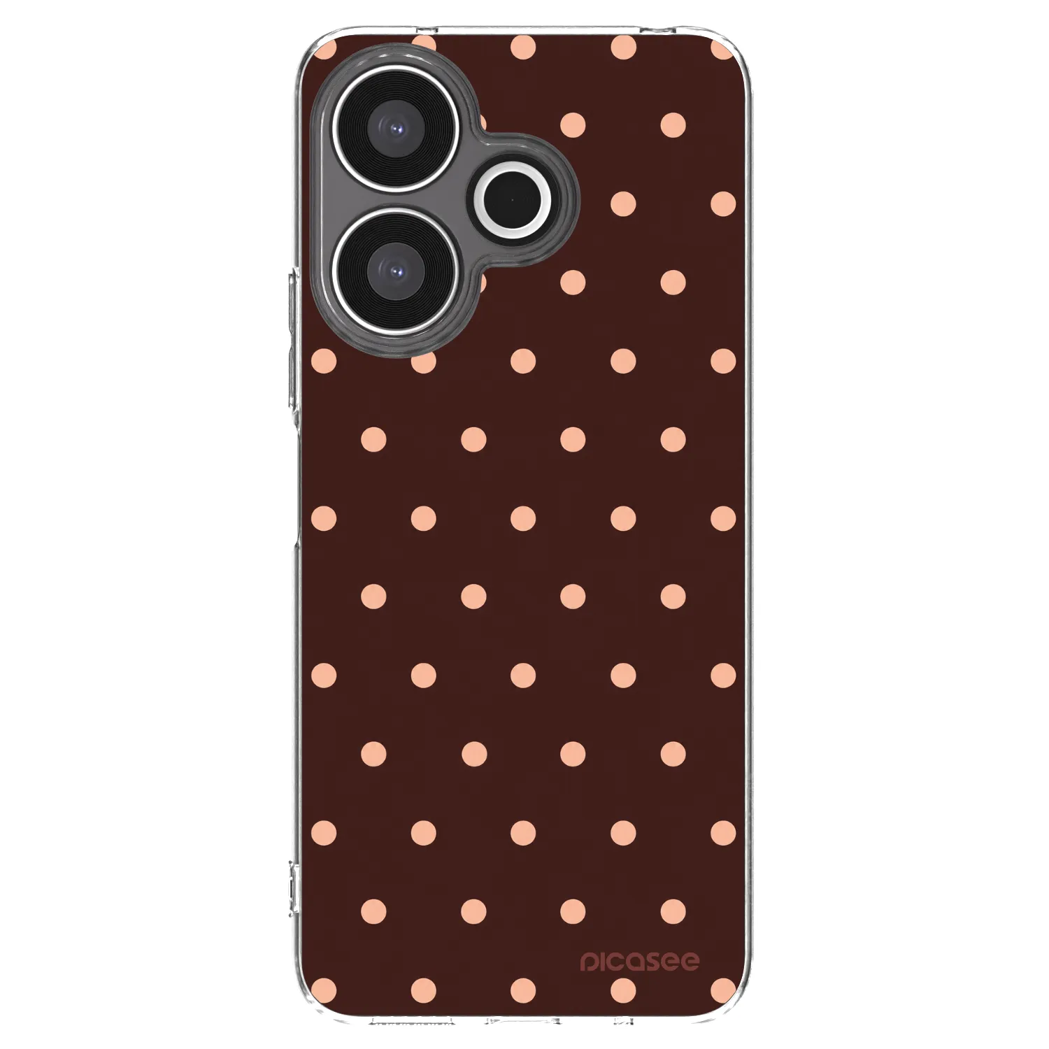 Picasee silikónový prehľadný obal pre Xiaomi Redmi 13 4G - Peach Dots & Chocolate