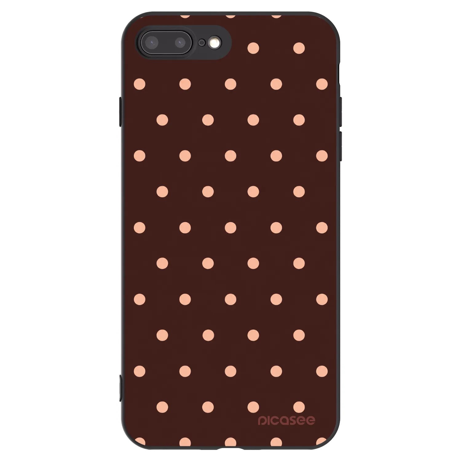 Picasee silikónový čierny obal pre Apple iPhone 7 Plus - Peach Dots & Chocolate