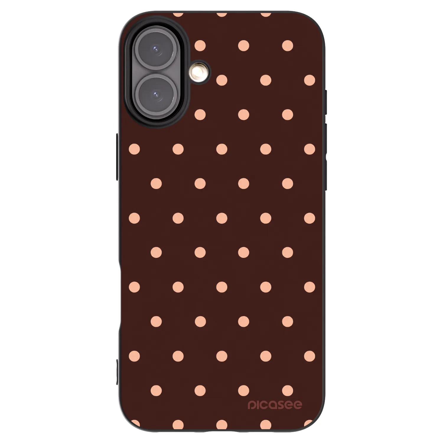 Picasee silikónový čierny obal pre Apple iPhone 16 Plus - Peach Dots & Chocolate