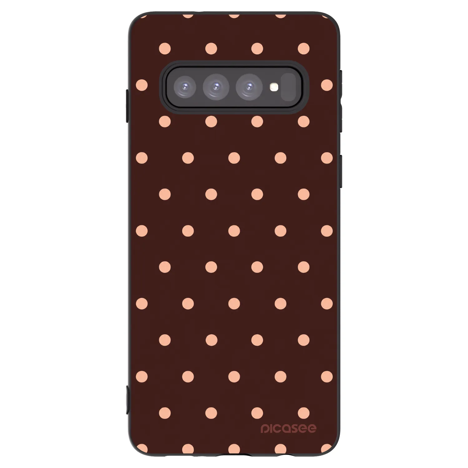 Picasee silikónový čierny obal pre Samsung Galaxy S10 G973 - Peach Dots & Chocolate