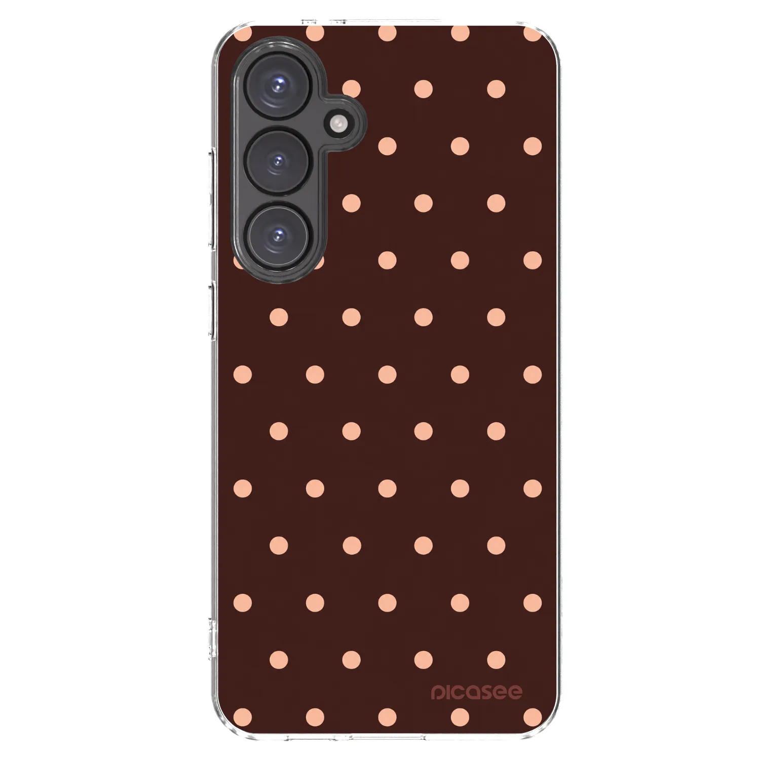 Picasee silikónový prehľadný obal pre Samsung Galaxy S24 FE S721B - Peach Dots & Chocolate