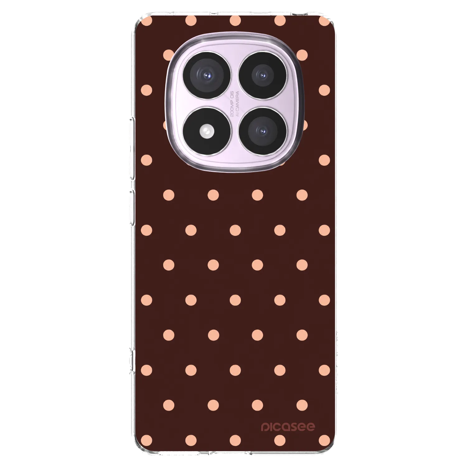 Picasee silikónový prehľadný obal pre Xiaomi Redmi Note 14 Pro 5G - Peach Dots & Chocolate