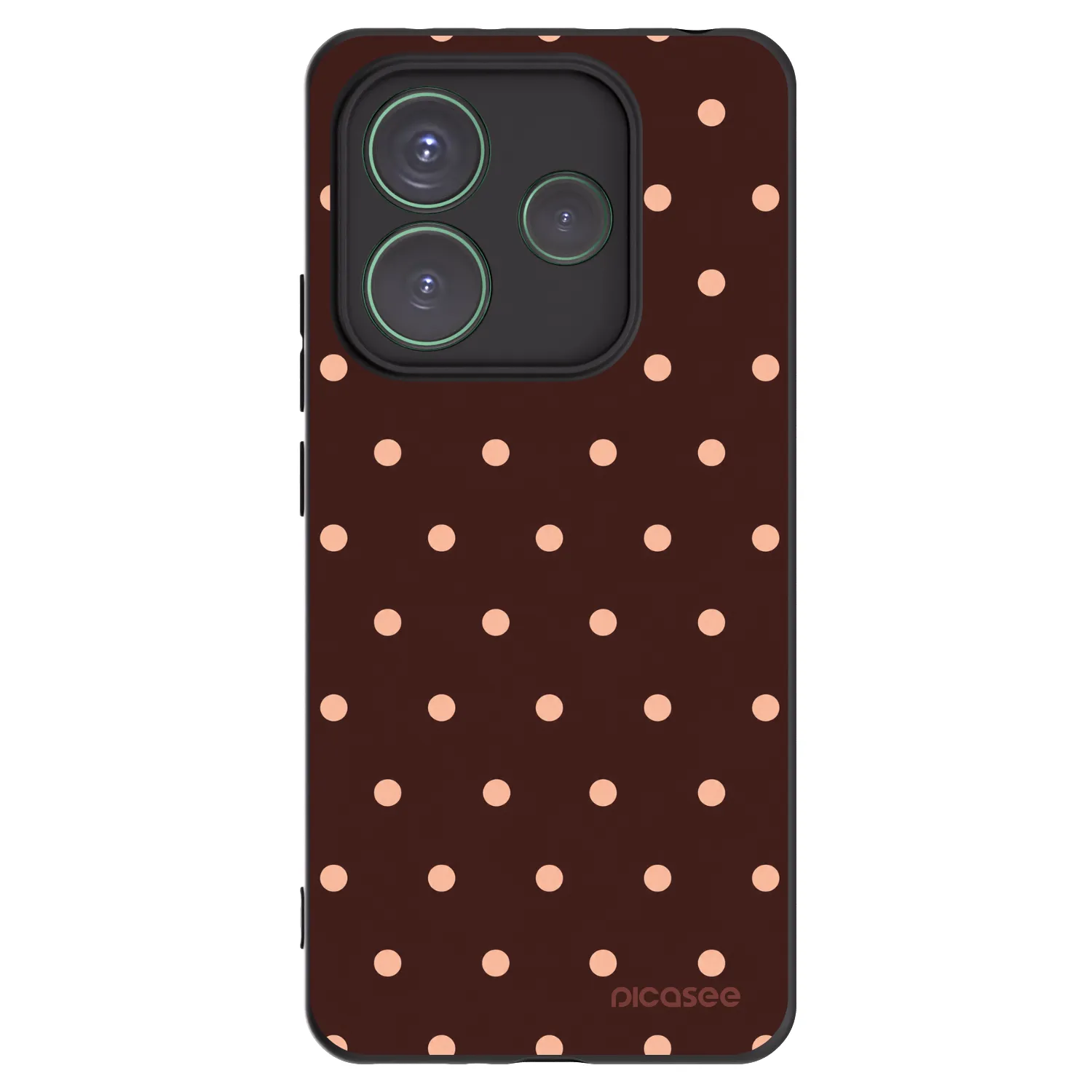Picasee silikónový čierny obal pre Xiaomi Redmi Note 14 5G - Peach Dots & Chocolate
