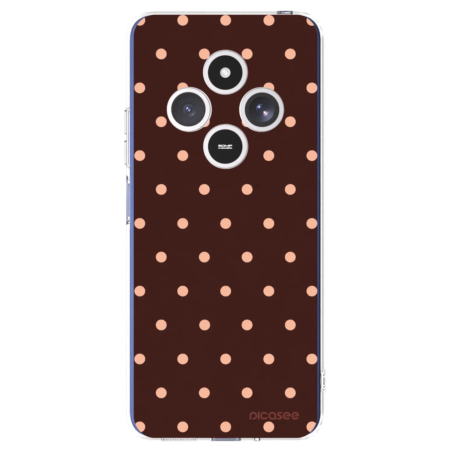 Picasee silikónový prehľadný obal pre Xiaomi Redmi 14C - Peach Dots & Chocolate