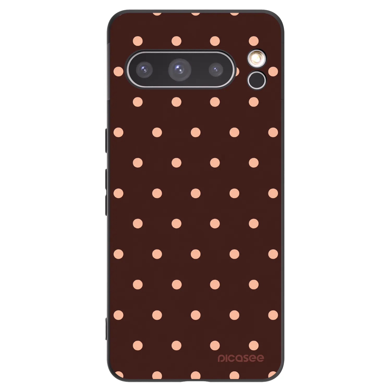 Picasee silikónový čierny obal pre Google Pixel 8 Pro - Peach Dots & Chocolate