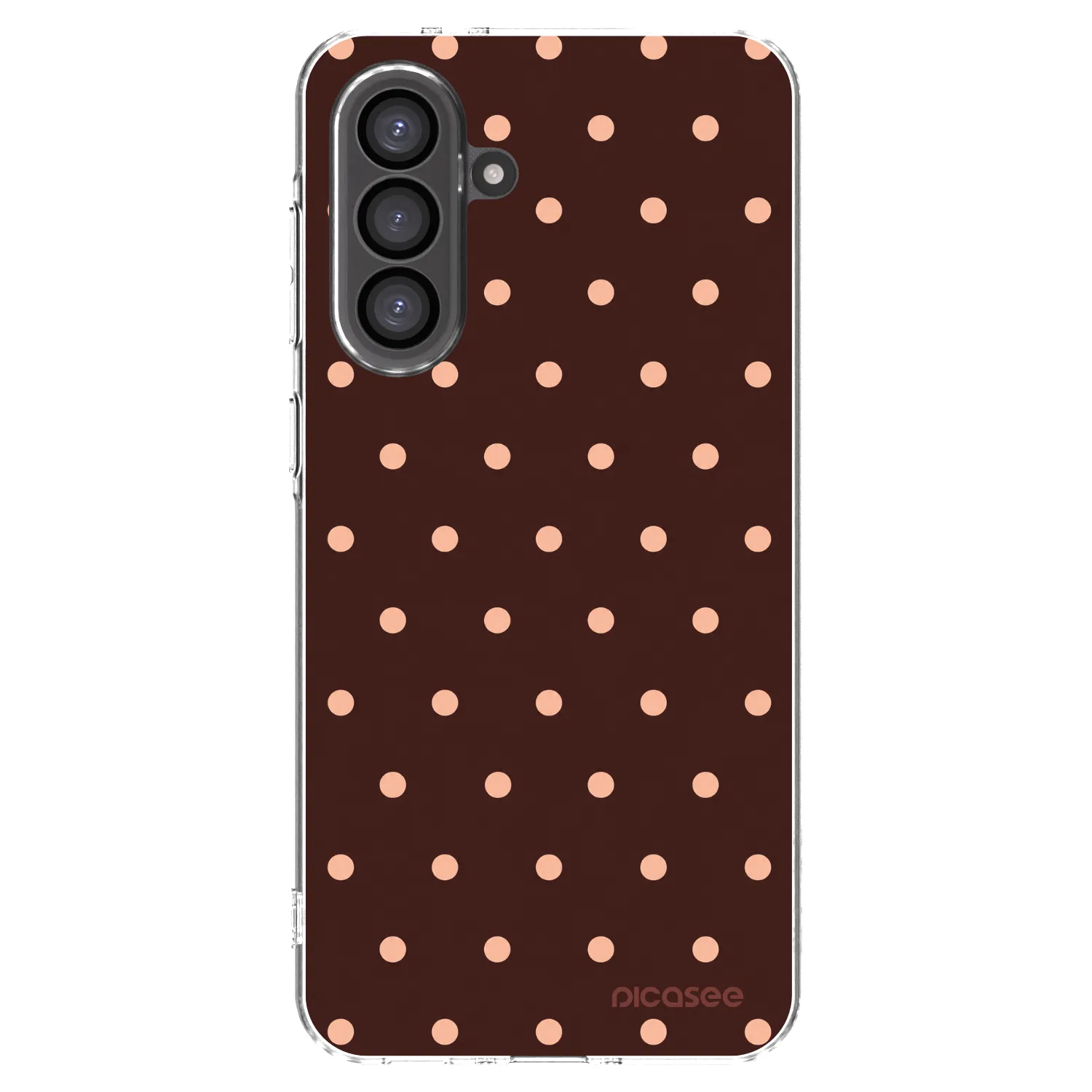 Picasee silikónový prehľadný obal pre Samsung Galaxy A56 5G A566B - Peach Dots & Chocolate