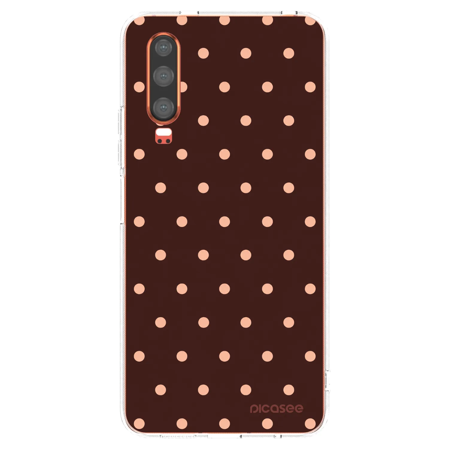 Picasee silikónový prehľadný obal pre Huawei P30 - Peach Dots & Chocolate