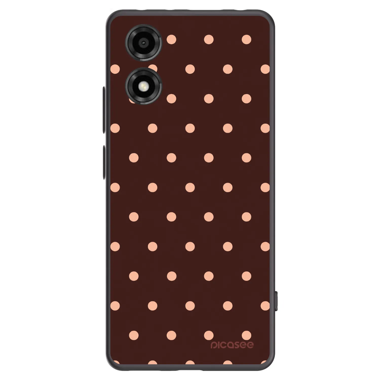 Picasee silikónový čierny obal pre Motorola Moto E14 - Peach Dots & Chocolate