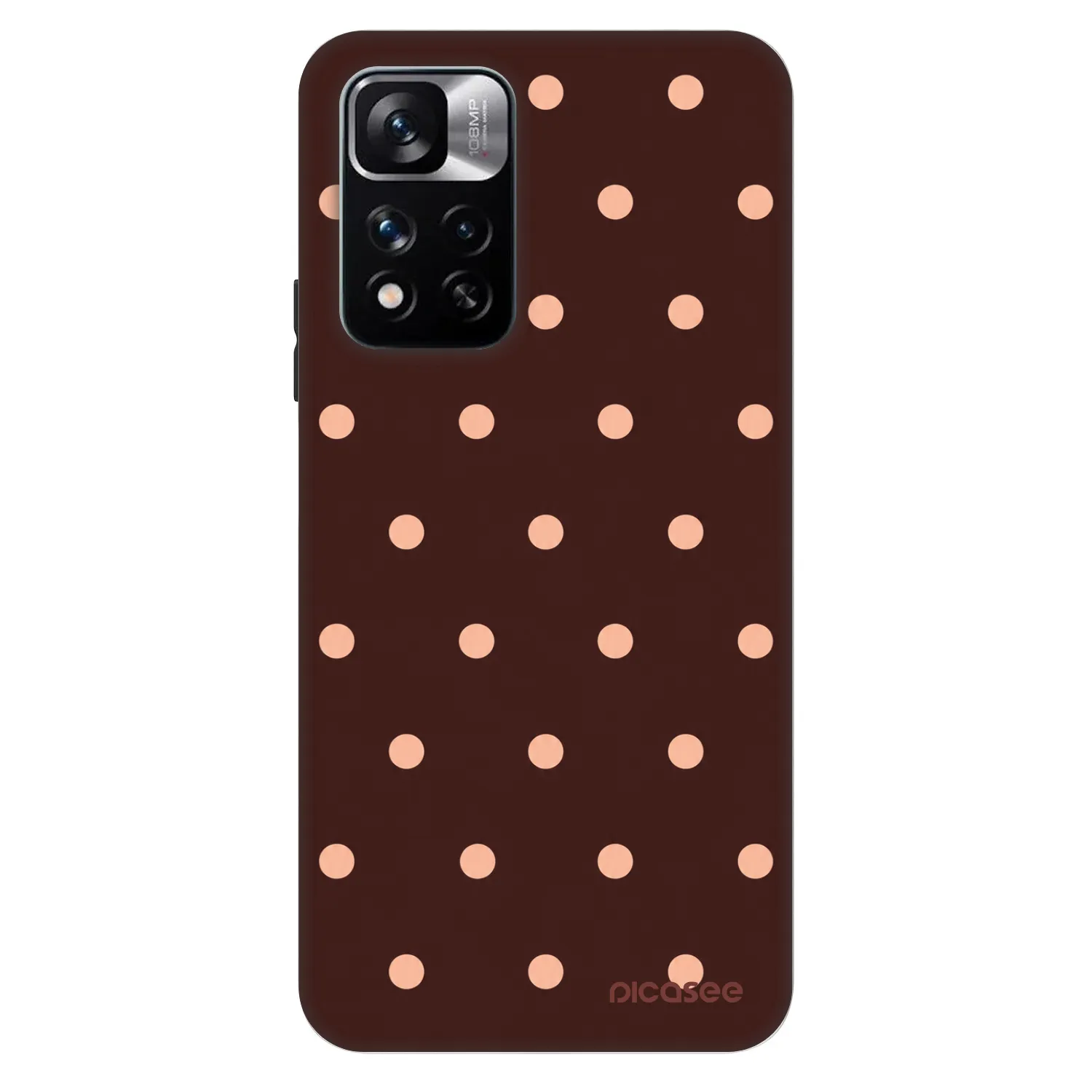 Picasee Fashion Case pre Xiaomi Redmi Note 11 Pro - Peach Dots & Chocolate