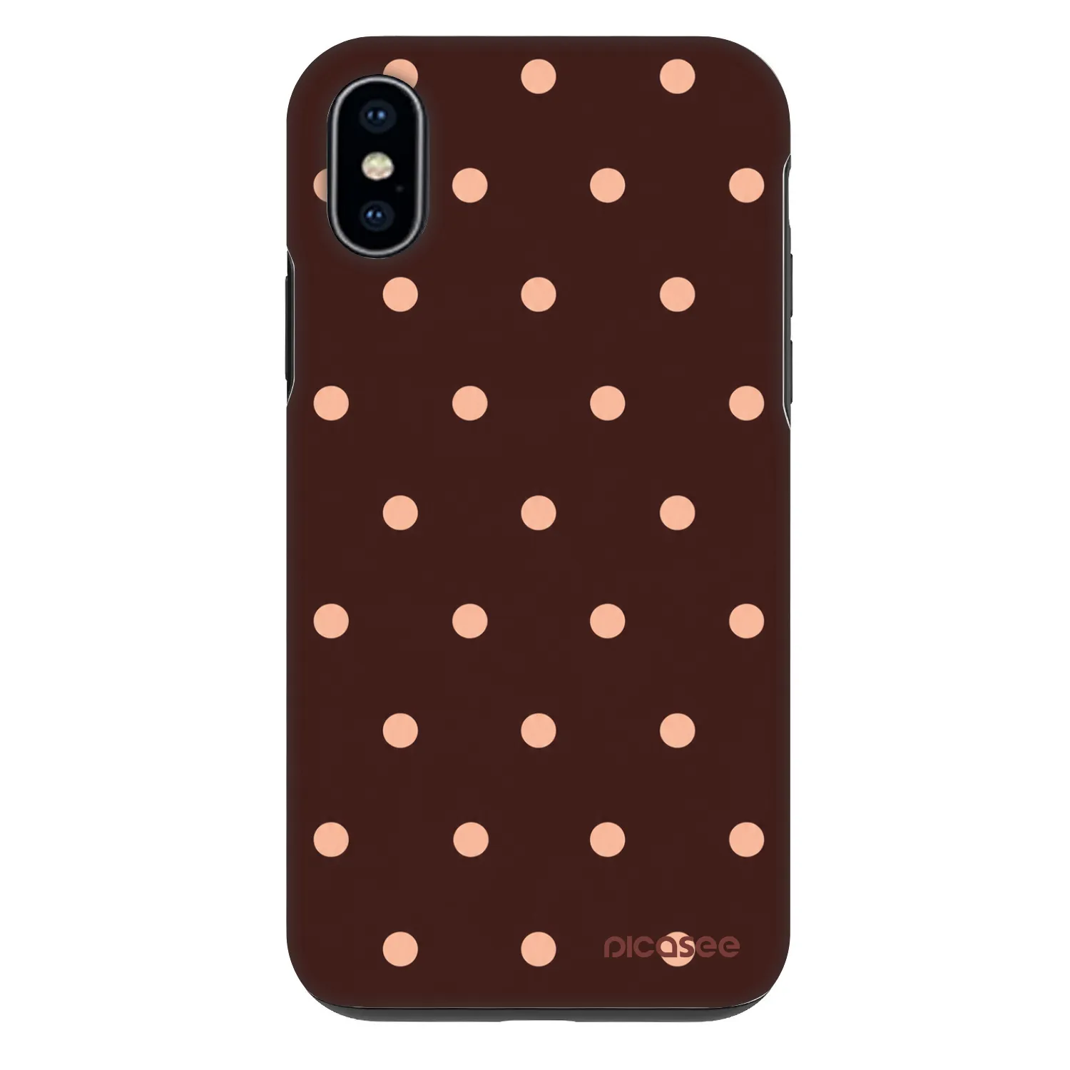 Picasee Fashion Case pre Apple iPhone X/XS - Peach Dots & Chocolate