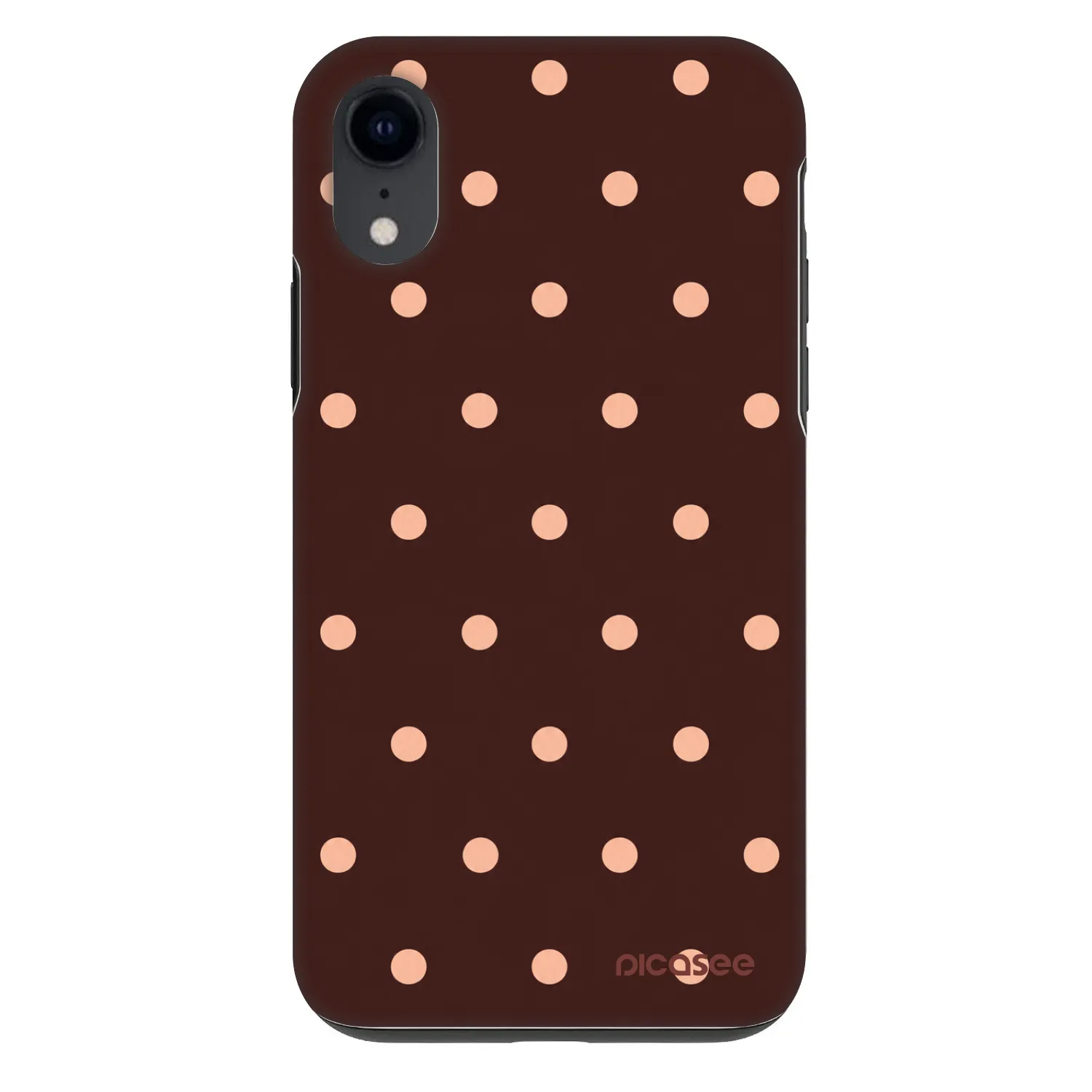 Picasee Fashion Case pre Apple iPhone XR - Peach Dots & Chocolate