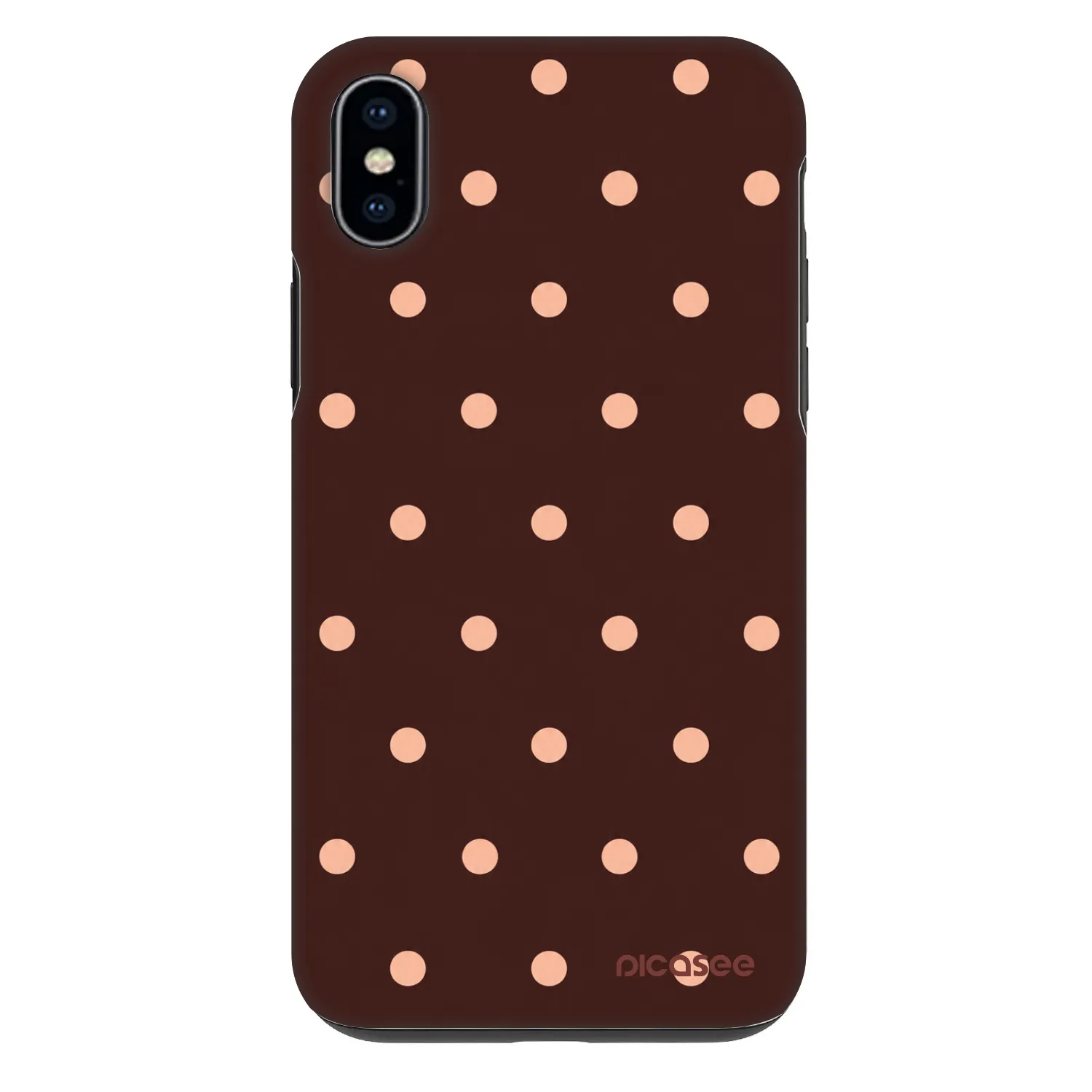 Picasee Fashion Case pre Apple iPhone XS Max - Peach Dots & Chocolate