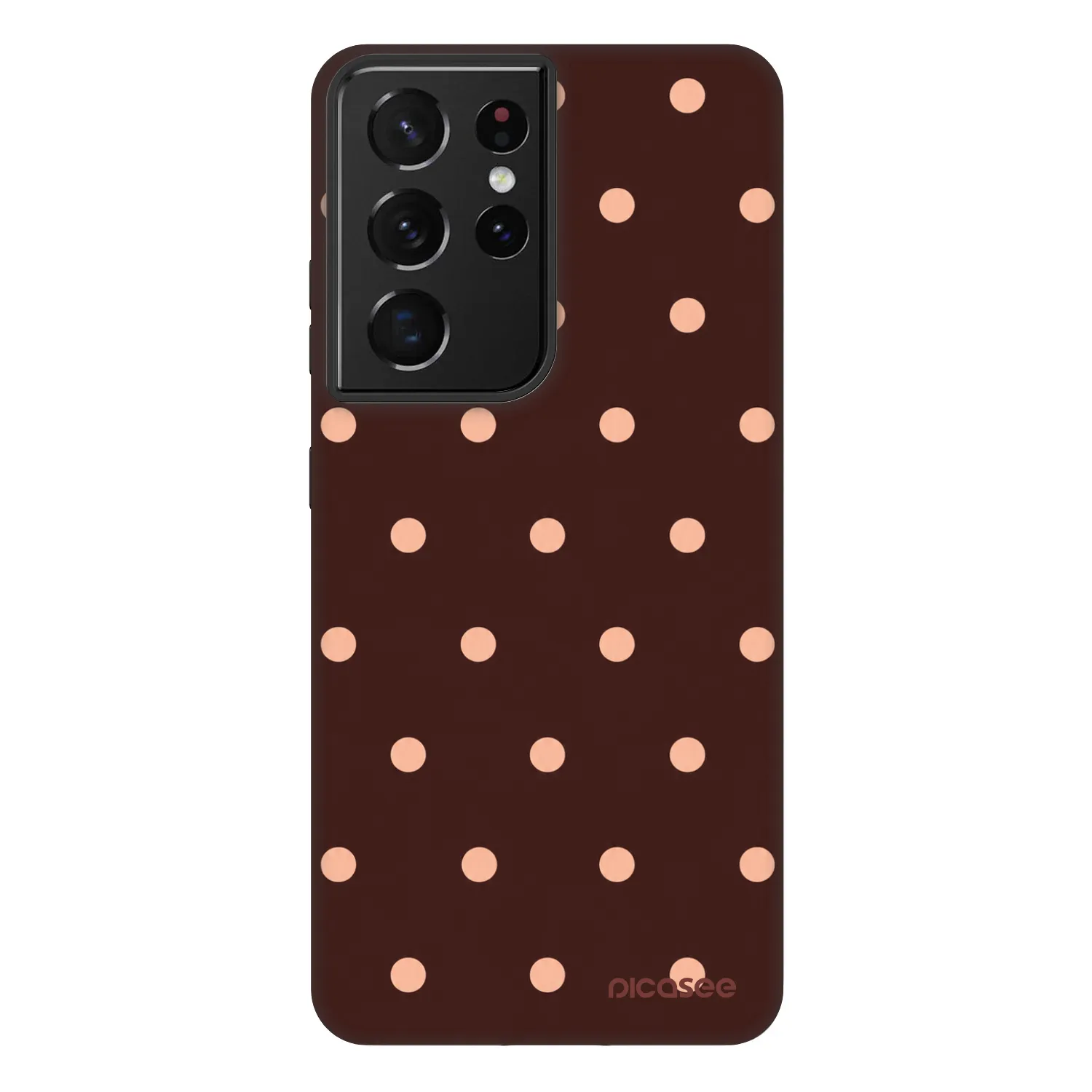 Picasee Fashion Case pre Samsung Galaxy S21 Ultra 5G G998B - Peach Dots & Chocolate