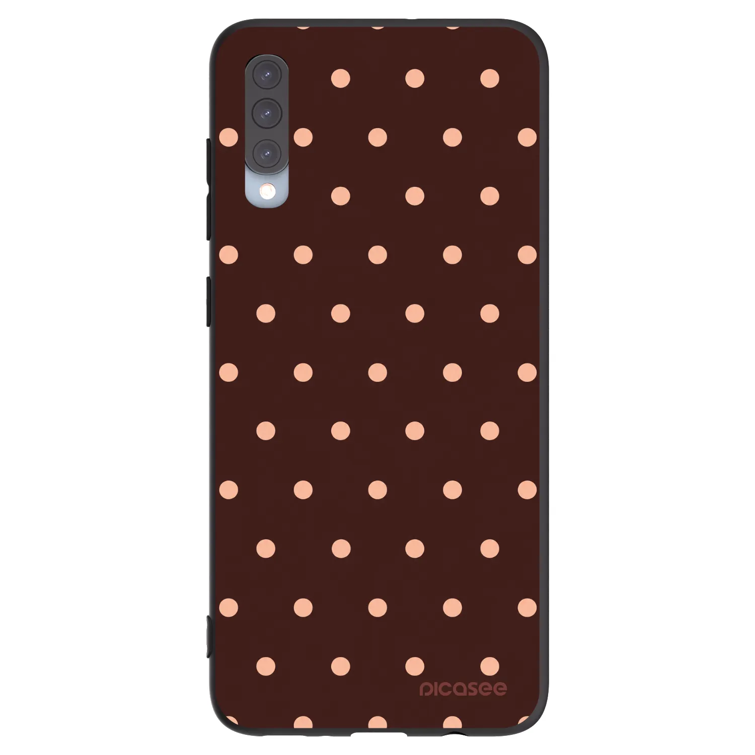 Picasee silikónový čierny obal pre Samsung Galaxy A70 A705F - Peach Dots & Chocolate