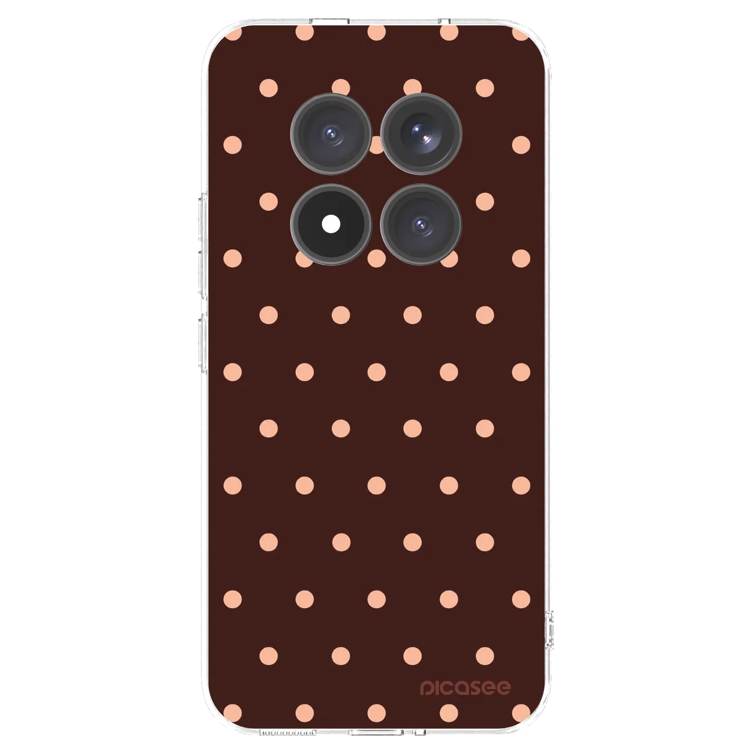 Picasee silikónový prehľadný obal pre Xiaomi Redmi Note 15 Pro+ - Peach Dots & Chocolate