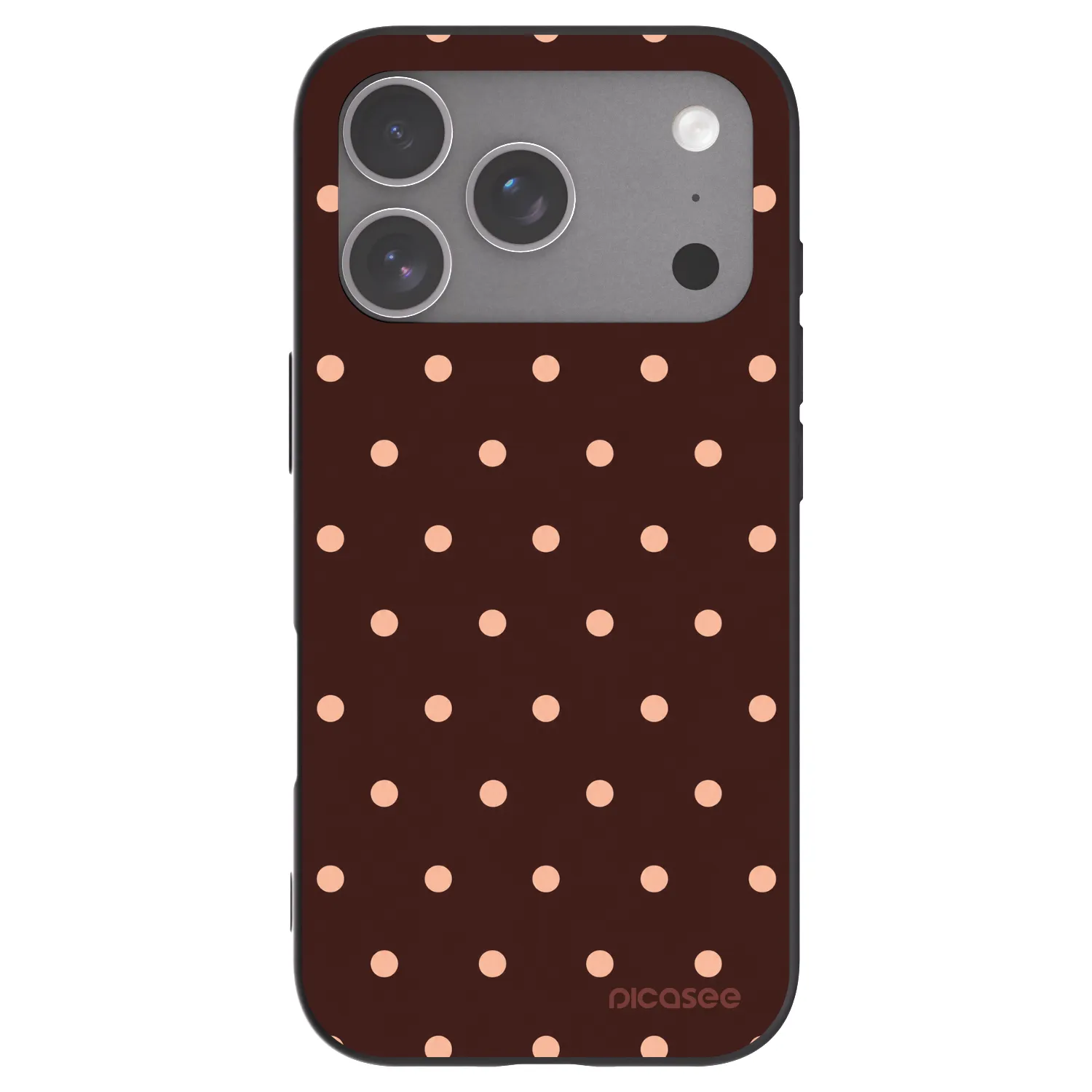 Picasee silikónový čierny obal pre Apple iPhone 18 Pro - Peach Dots & Chocolate