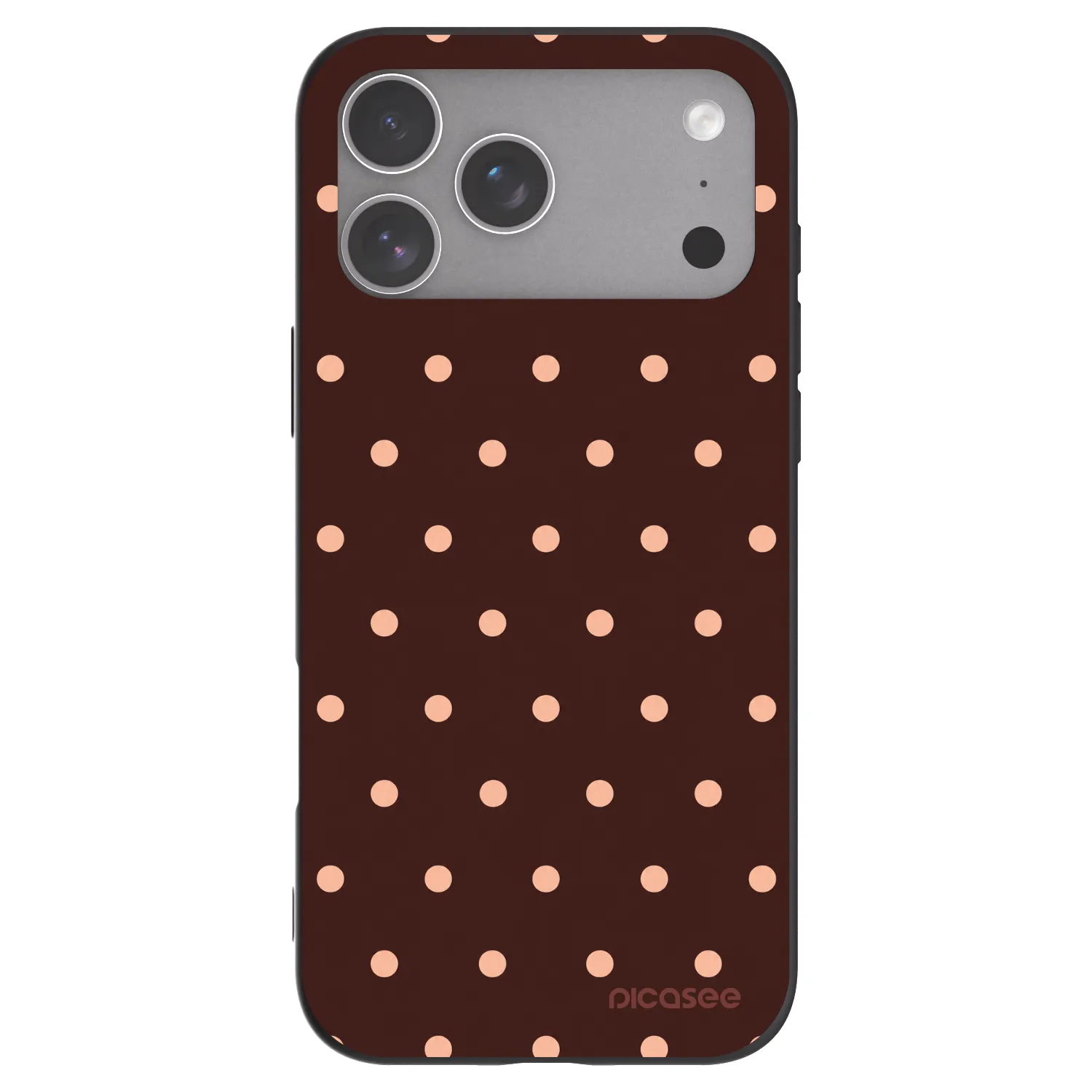 Picasee silikónový čierny obal pre Apple iPhone 18 Pro Max - Peach Dots & Chocolate
