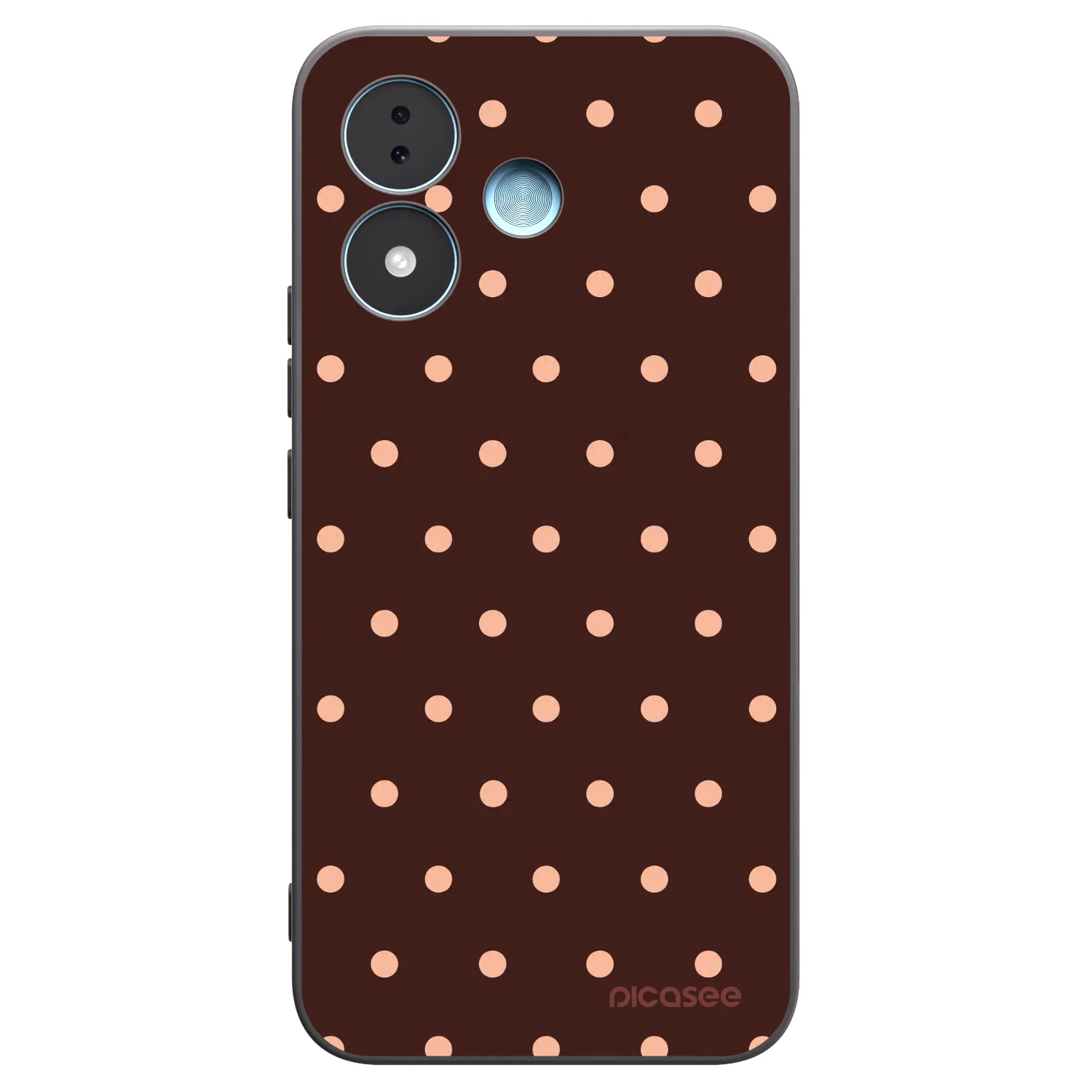 Picasee silikónový čierny obal pre Xiaomi Redmi Note 17 5G - Peach Dots & Chocolate
