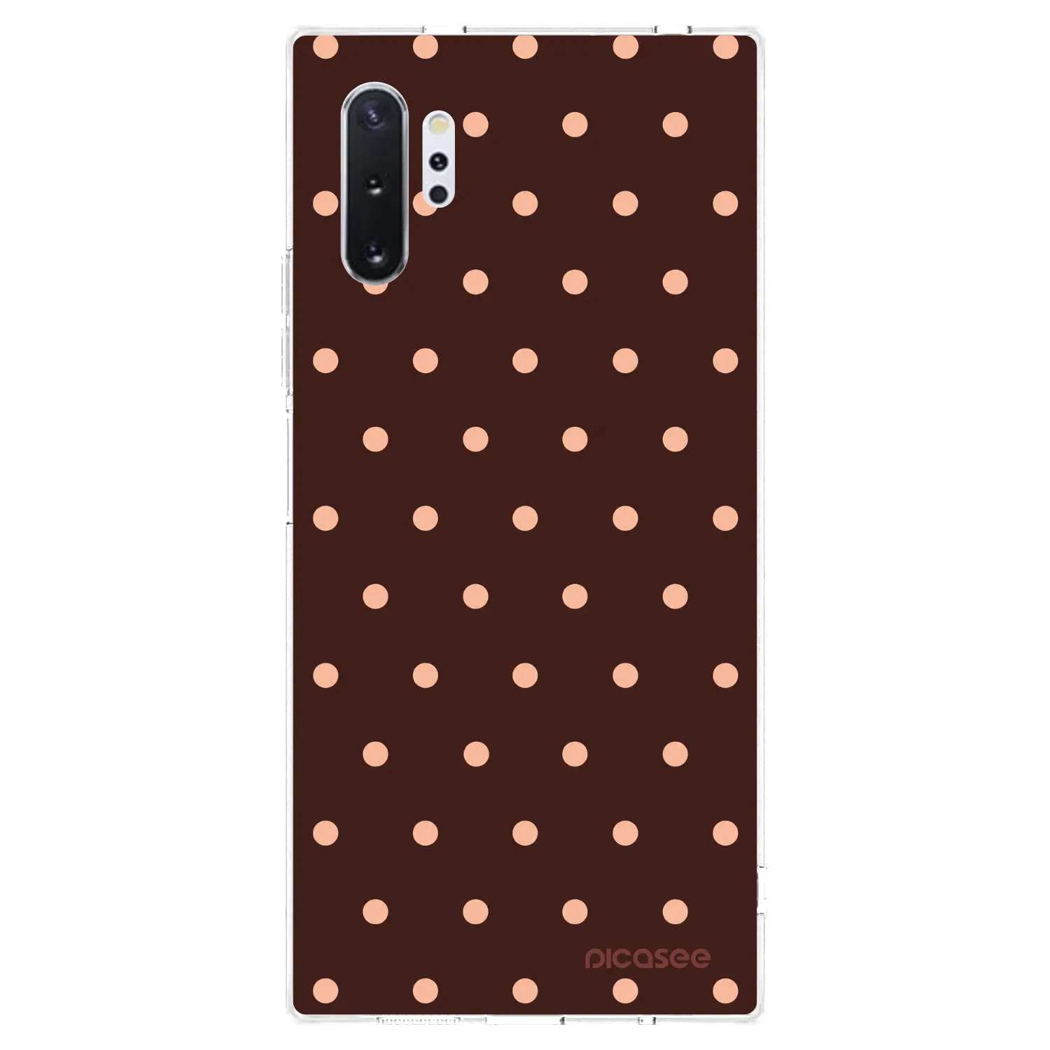 Picasee silikónový prehľadný obal pre Samsung Galaxy Note 10+ N975F - Peach Dots & Chocolate