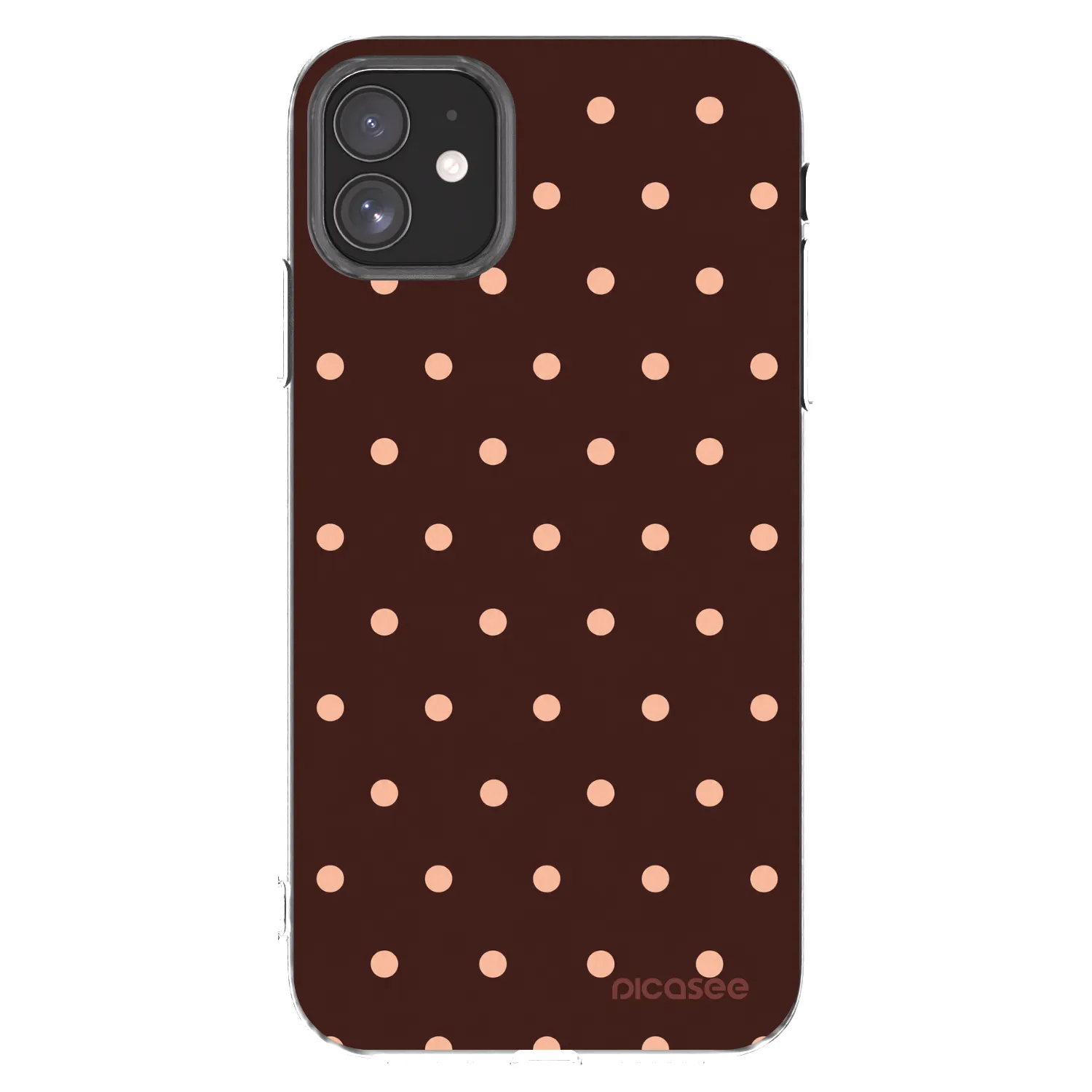 Picasee silikónový prehľadný obal pre Apple iPhone 11 - Peach Dots & Chocolate