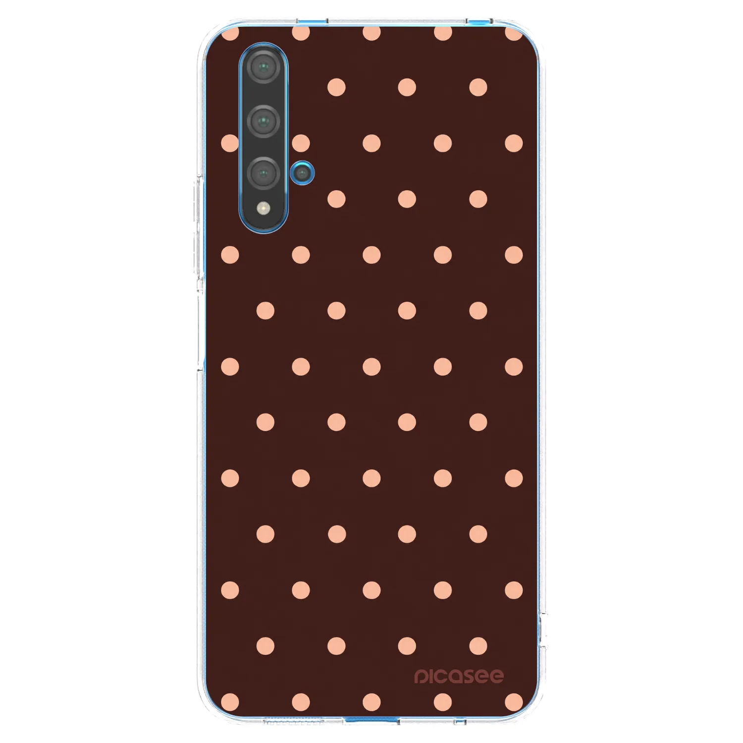 Picasee silikónový prehľadný obal pre Huawei Nova 5T - Peach Dots & Chocolate