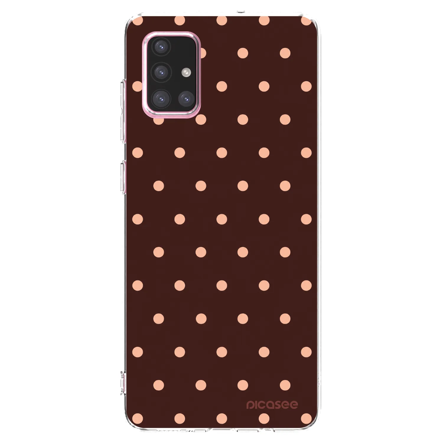 Picasee silikónový prehľadný obal pre Samsung Galaxy A71 A715F - Peach Dots & Chocolate